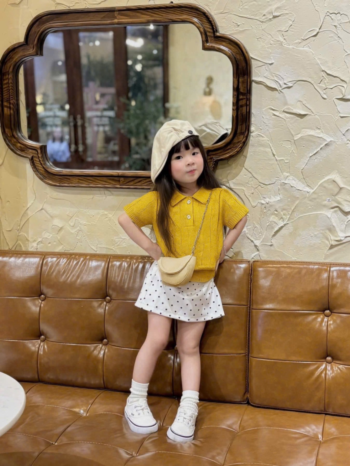 AB797 - ÁO BÉ GÁI POLO LEN VẶN THỪNG CỘC TAY