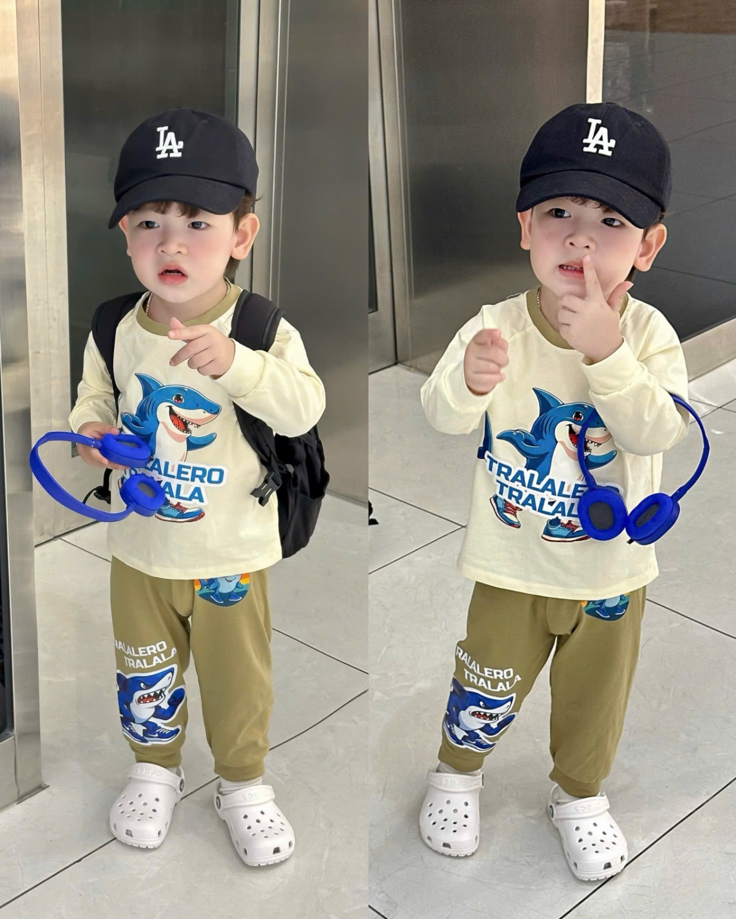 T944 - SET 2 BỘ BÉ TRAI DÀI TAY TUNGTUNG TRALA BE QUẦN RÊU