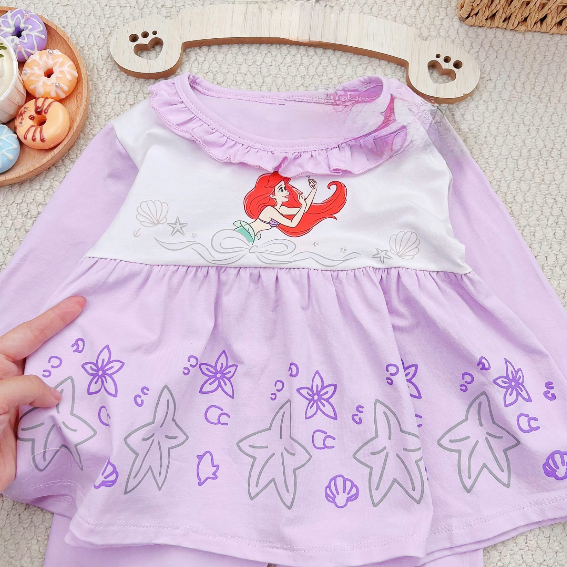G754 - BỘ BÉ GÁI BABYDOLL DÀI TAY BÈO CÔNG CHÚA