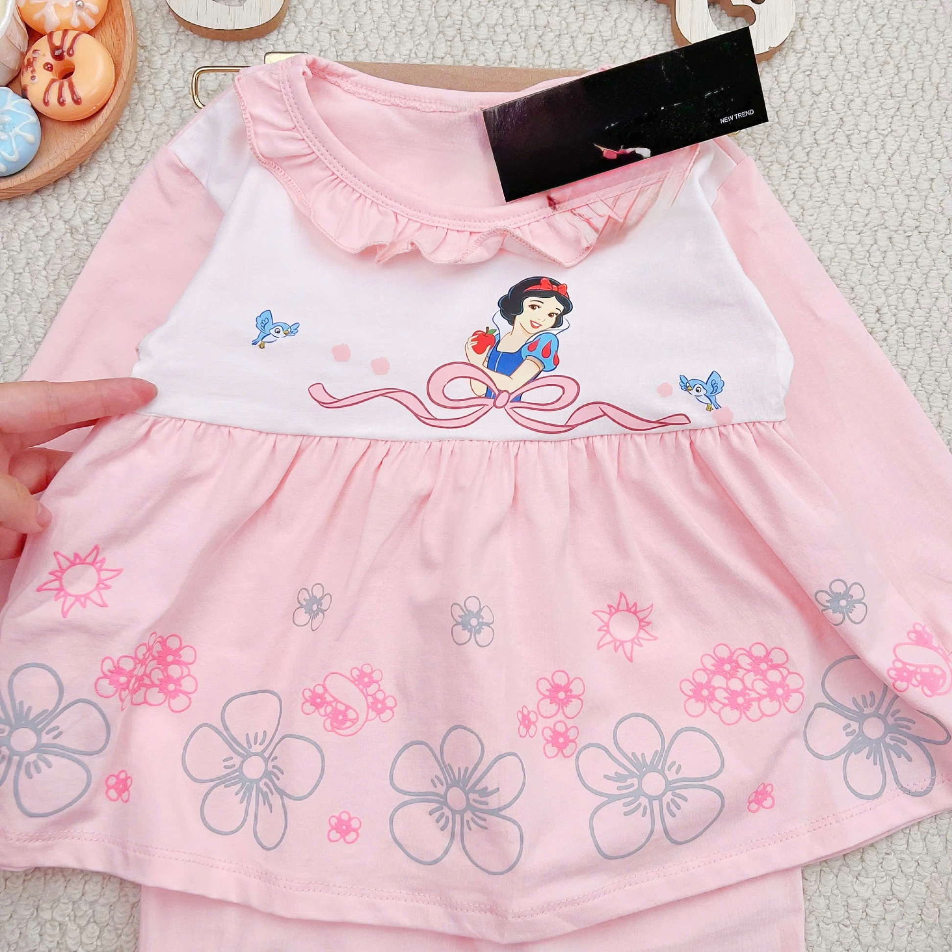 G754 - BỘ BÉ GÁI BABYDOLL DÀI TAY BÈO CÔNG CHÚA
