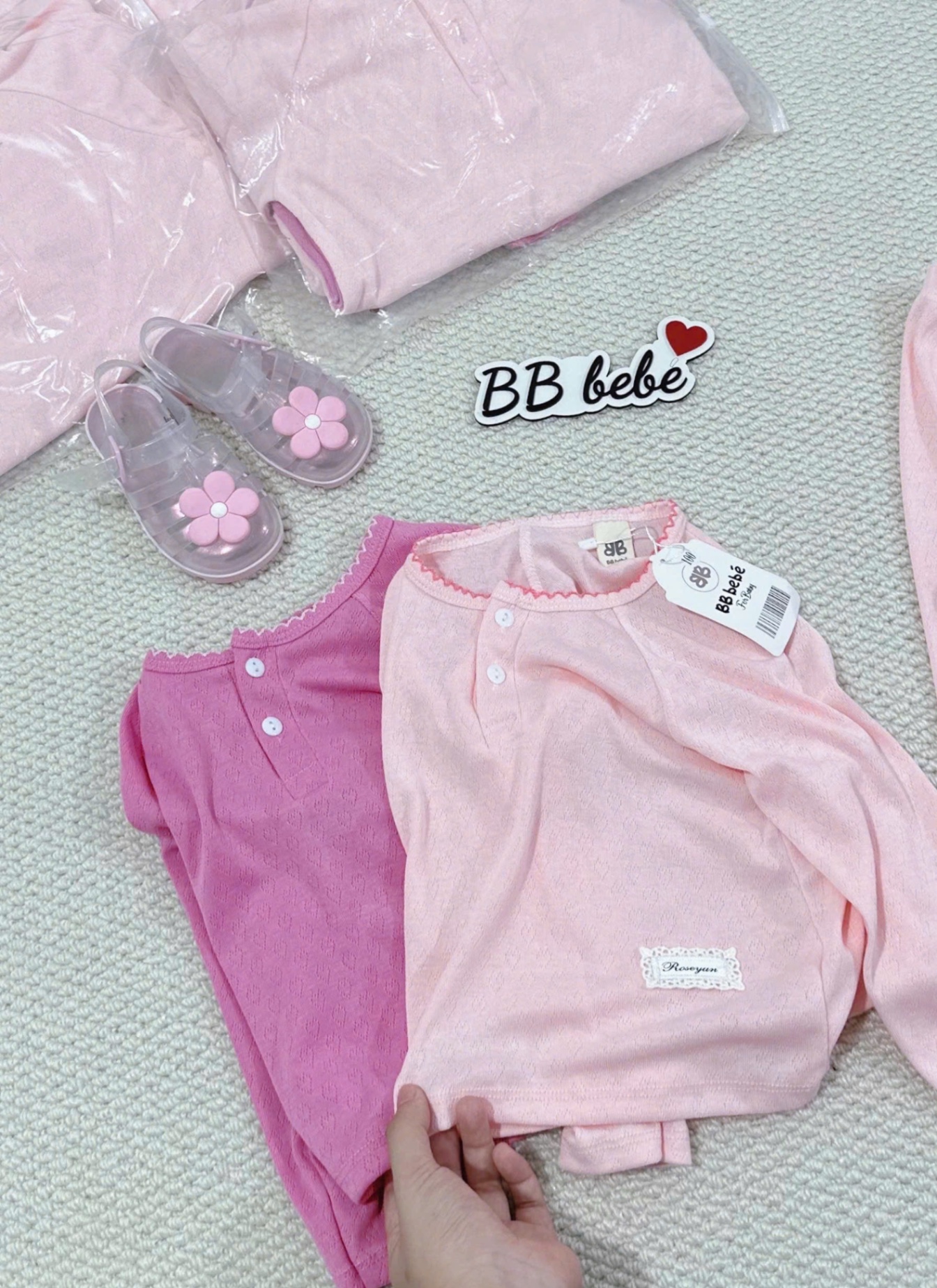 G758 - SET 2 BỘ BÉ GÁI DÀI TAY CỔ CÚC BÈO hồng sen