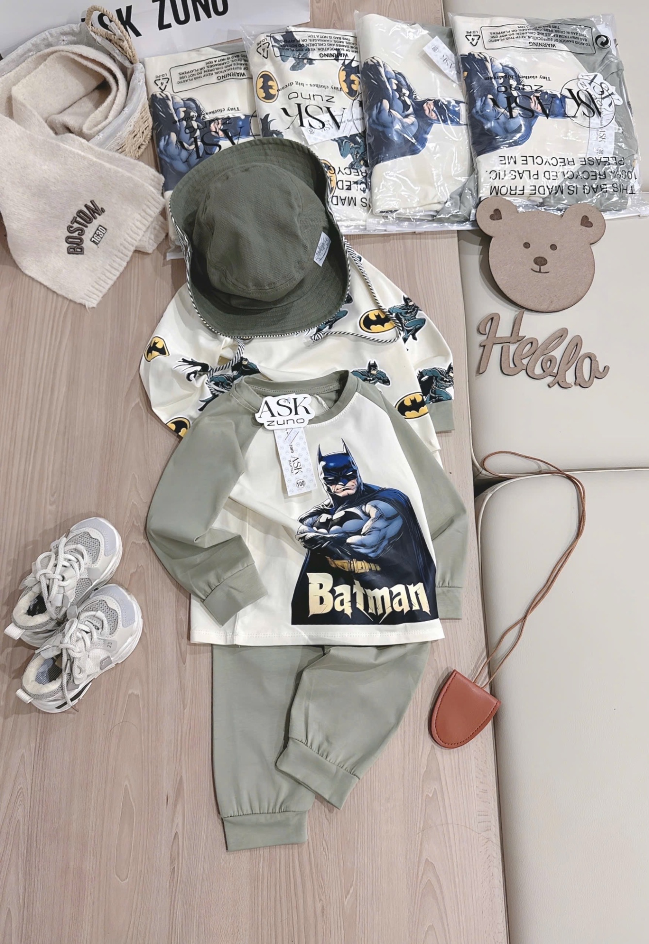T949 - SET 2 BỘ BÉ TRAI DÀI TAY BATMAN BE TAY RÊU