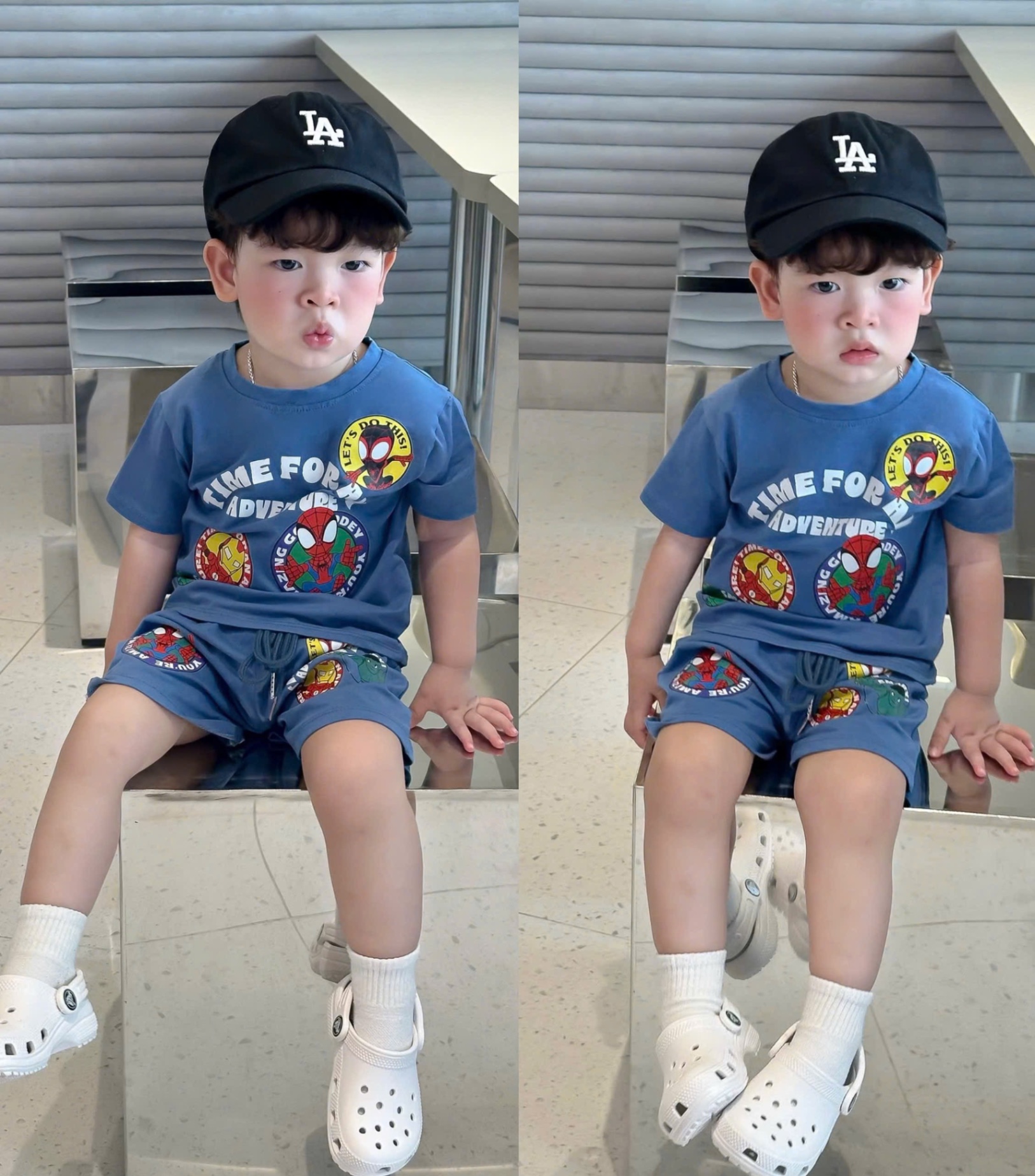 T955 - BỘ ĐÙI BÉ TRAI XANH DƯƠNG MARVEL TIME ADVENTURE