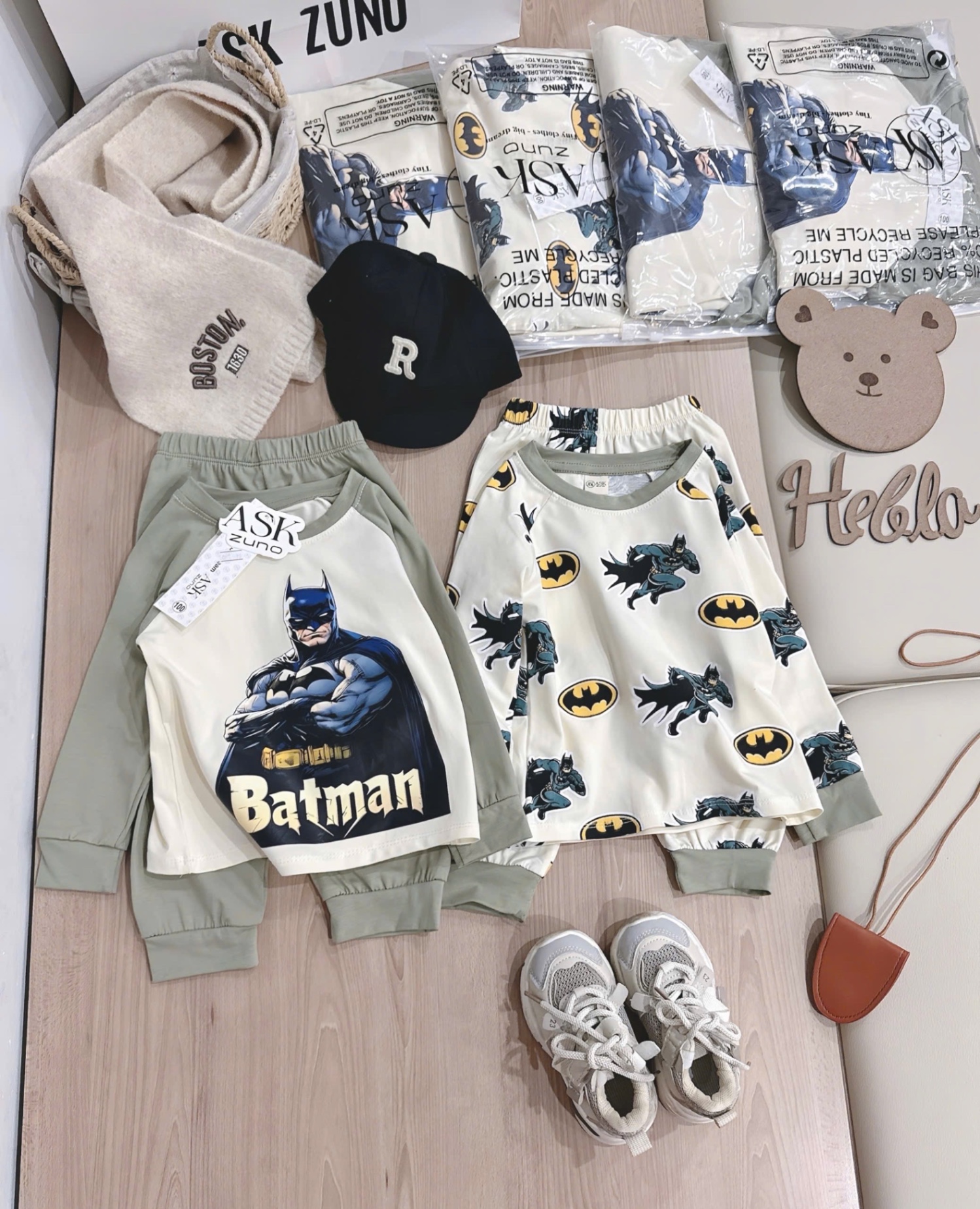 T949 - SET 2 BỘ BÉ TRAI DÀI TAY BATMAN BE TAY RÊU