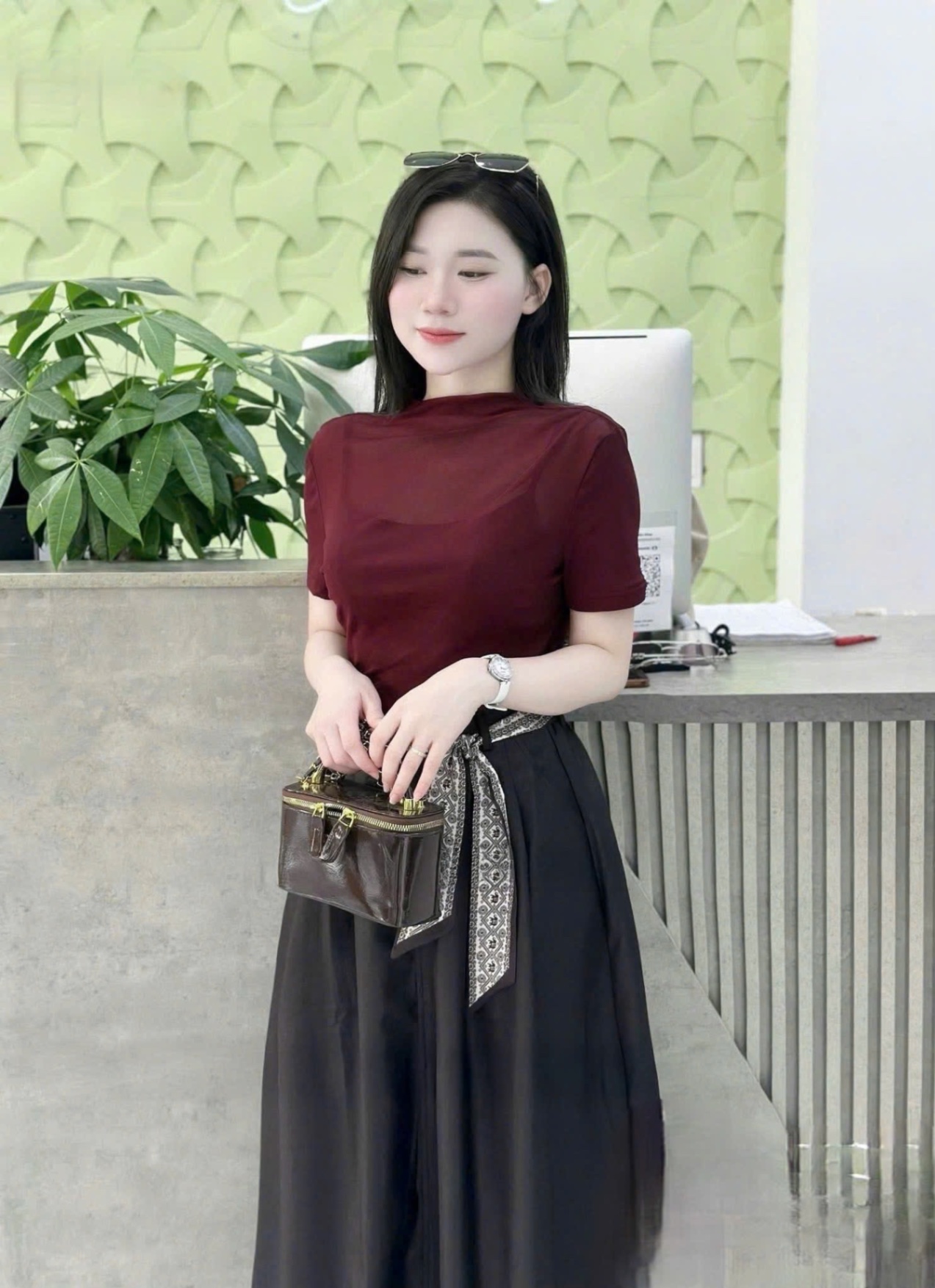 S183 - SET ÁO ĐỎ 3CT MIX ÁO 2S CVAY ĐEN DÀI