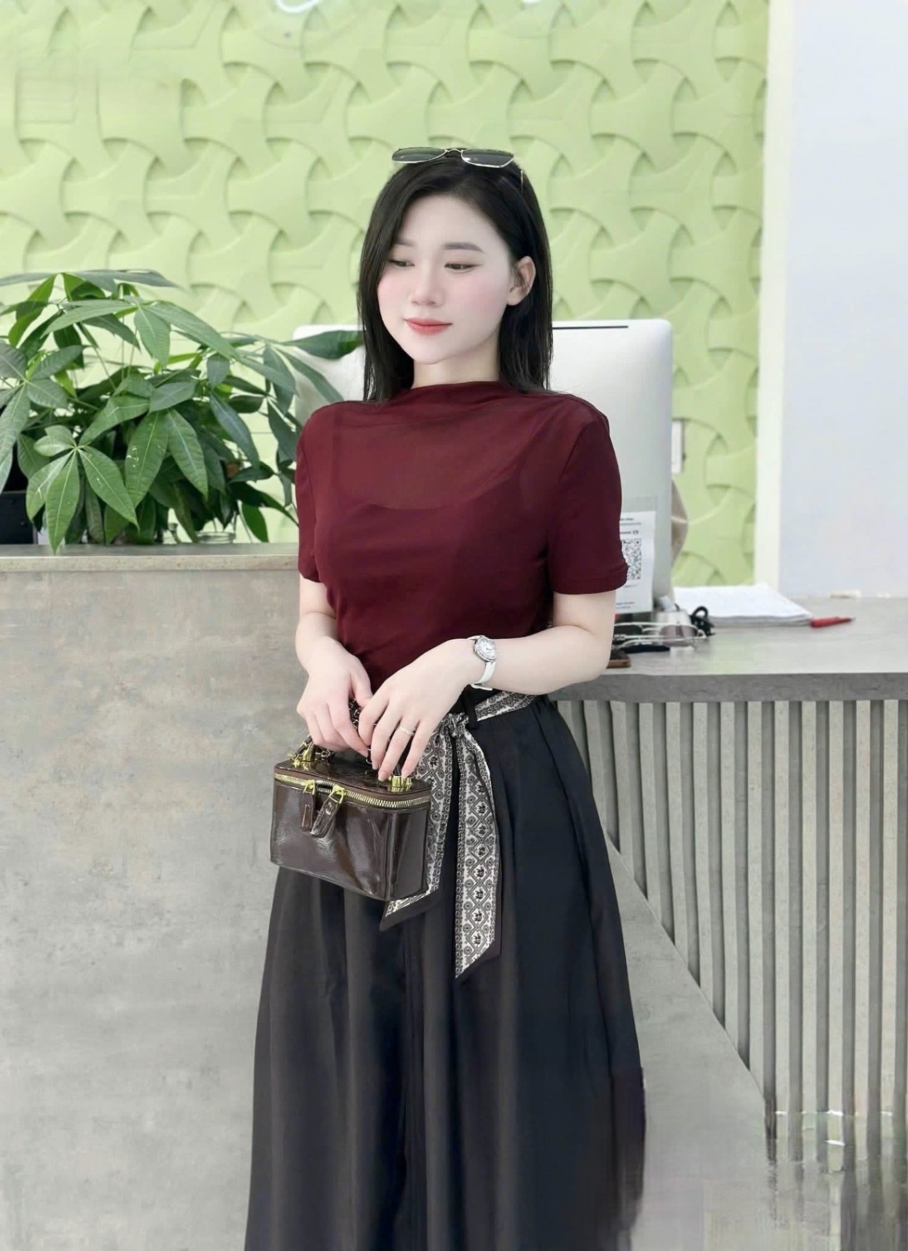 S183 - SET ÁO ĐỎ 3CT MIX ÁO 2S CVAY ĐEN DÀI