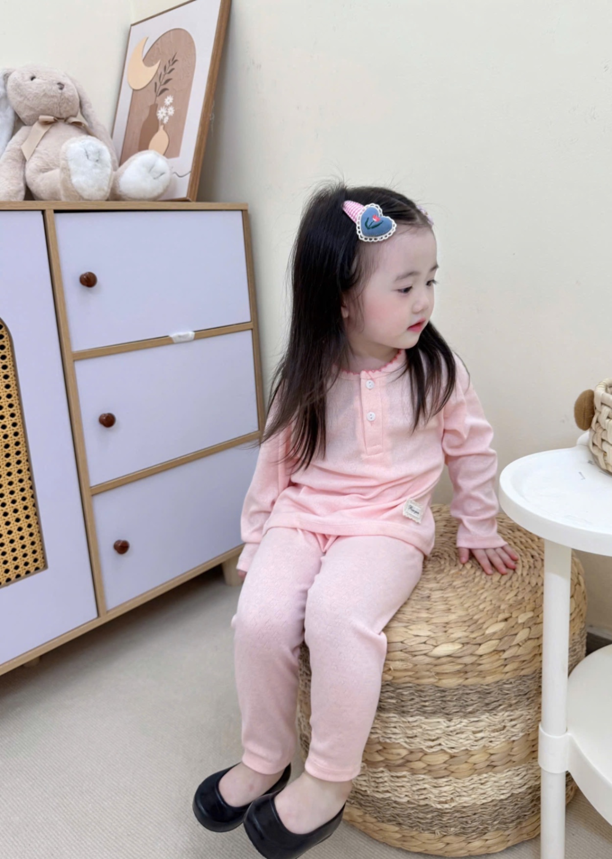 G758 - SET 2 BỘ BÉ GÁI DÀI TAY CỔ CÚC BÈO hồng sen