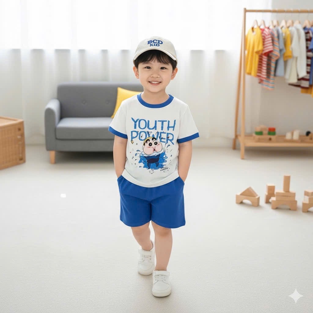 T956 - SET 2 BỘ ĐÙI BÉ TRAI YOUTH POWER VIỀN xanh đỏ