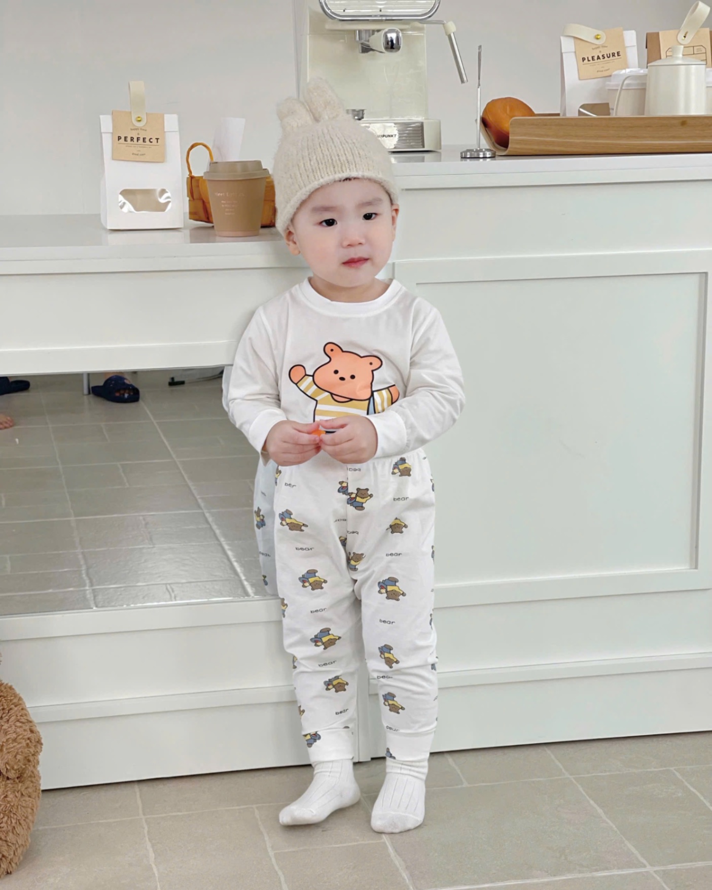 T950 - SET 3 BỘ BÉ TRAI DÀI TAY GẤU PUPPY CARO xanh trắng