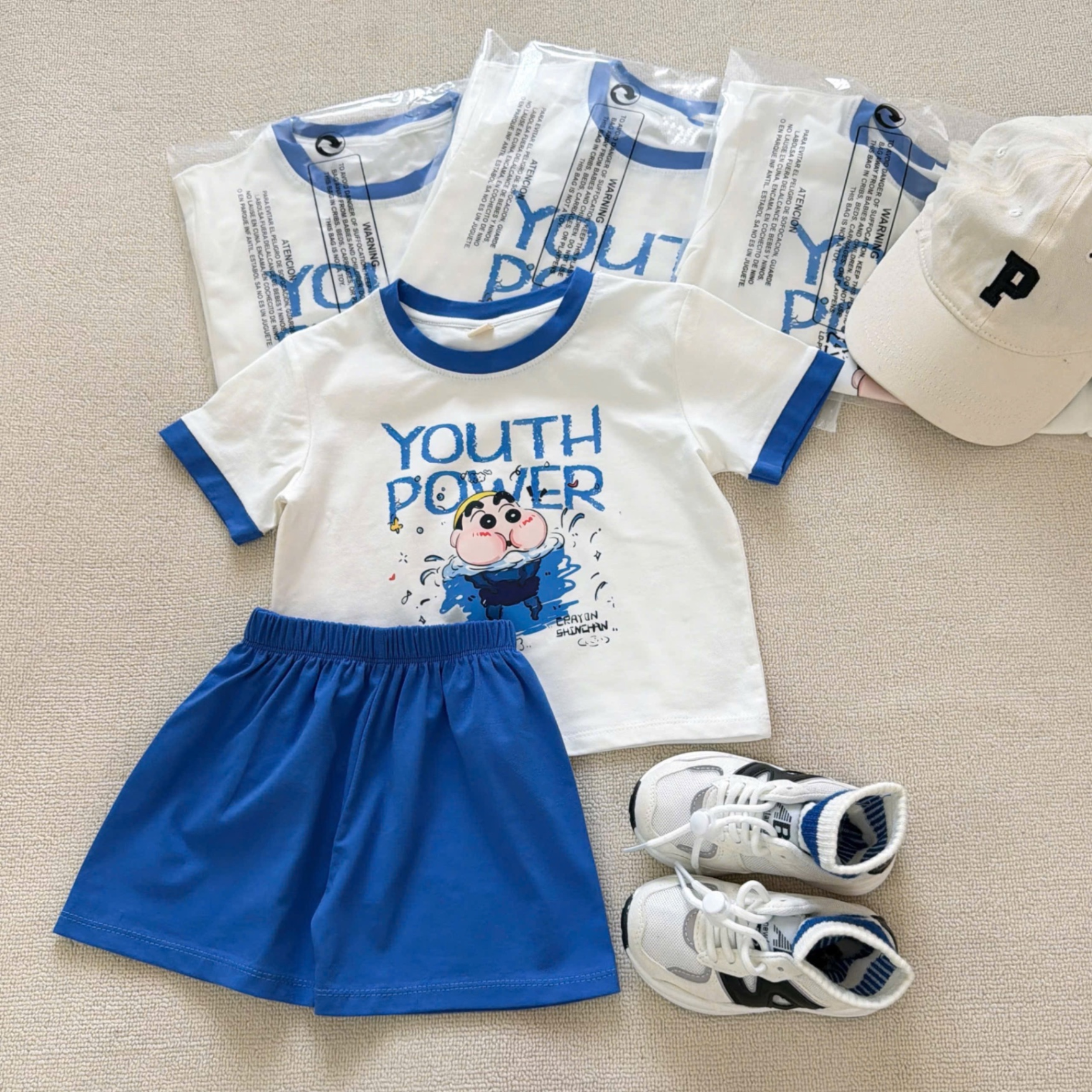T956 - SET 2 BỘ ĐÙI BÉ TRAI YOUTH POWER VIỀN xanh đỏ