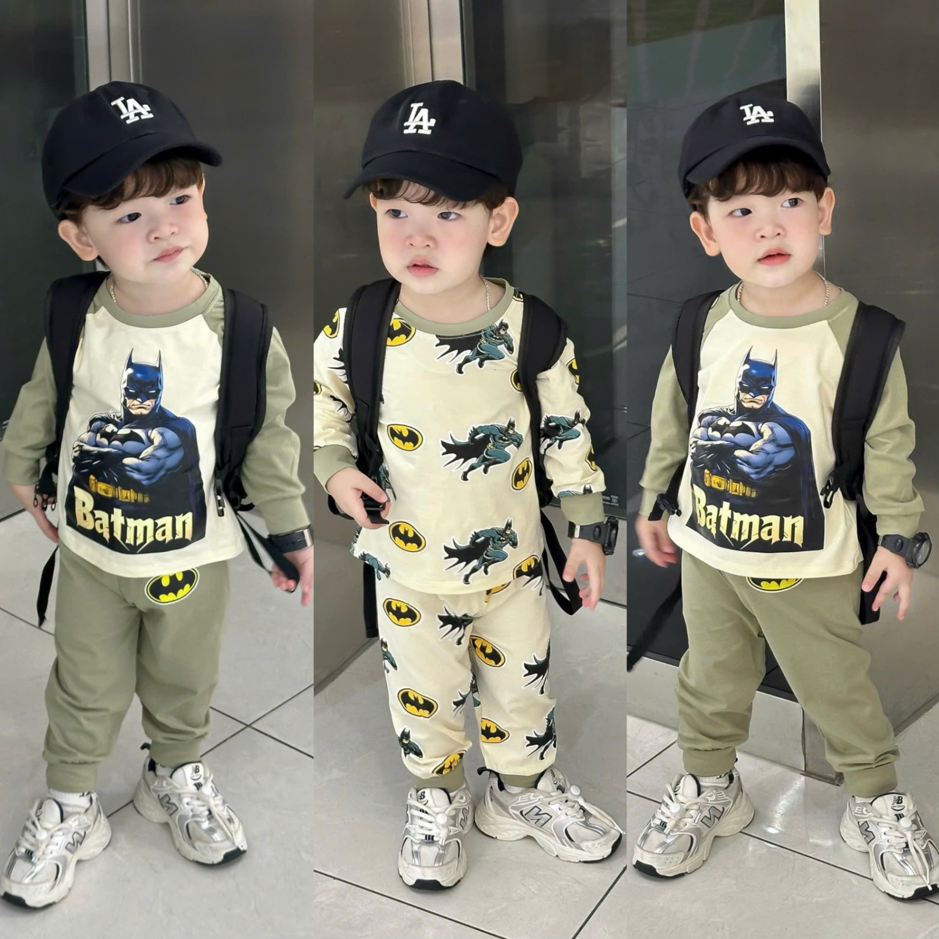 T949 - SET 2 BỘ BÉ TRAI DÀI TAY BATMAN BE TAY RÊU