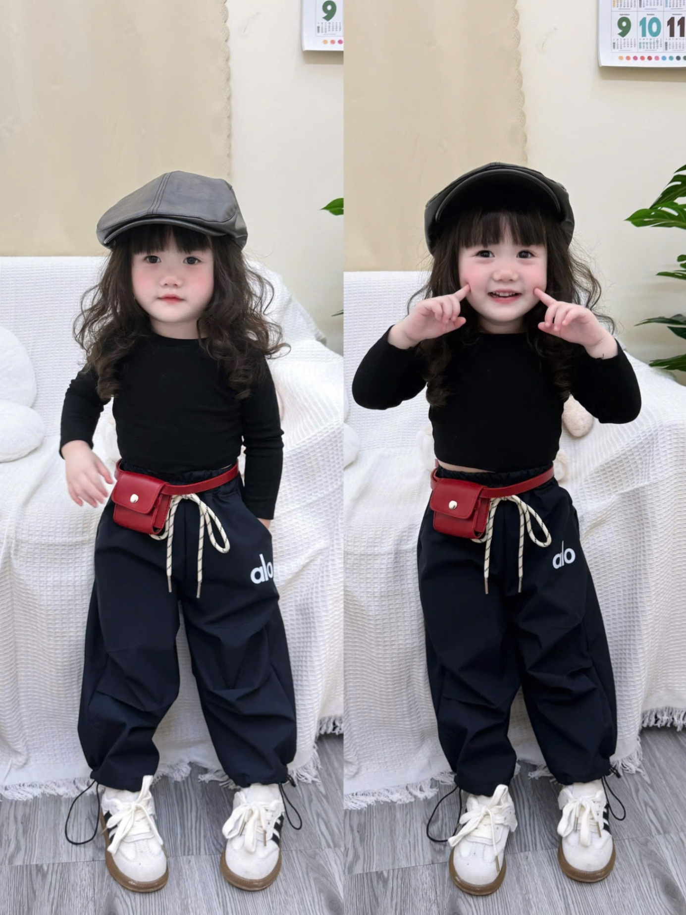 QB339 - SET 3 QUẦN GIÓ BÉ GÁI alo đen hồng be