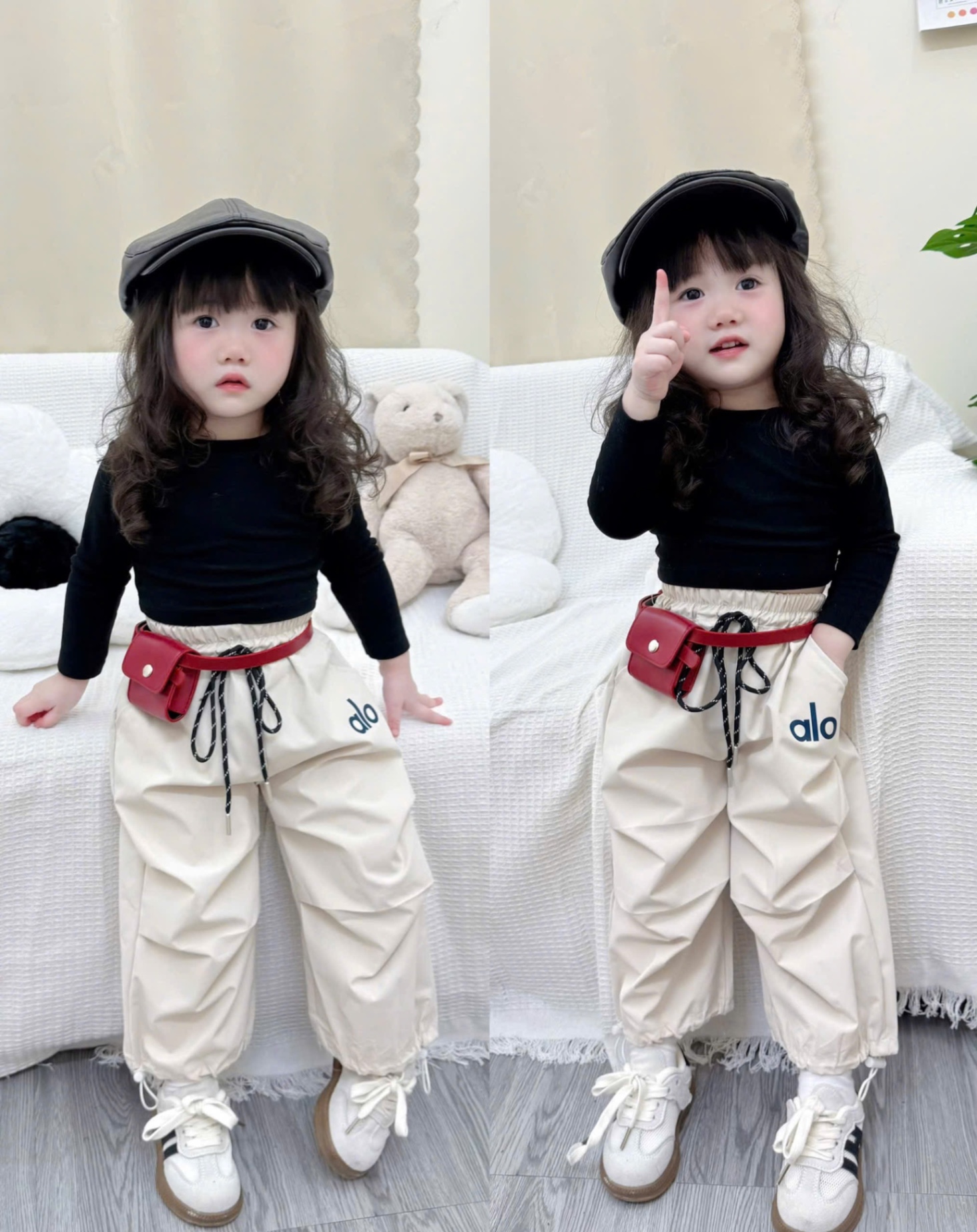 QB339 - SET 3 QUẦN GIÓ BÉ GÁI alo đen hồng be