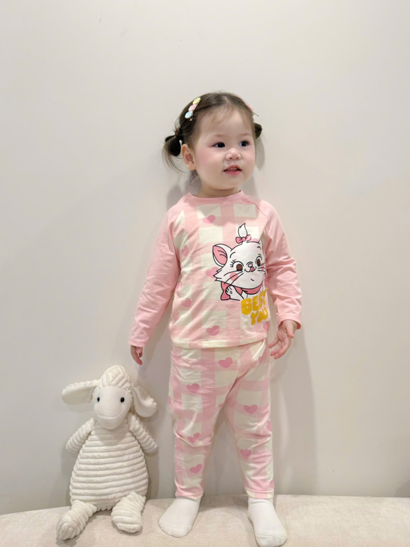 G772 - SET 2 BỘ BÉ GÁI DÀI TAY MÈO KITTY hồng da báo