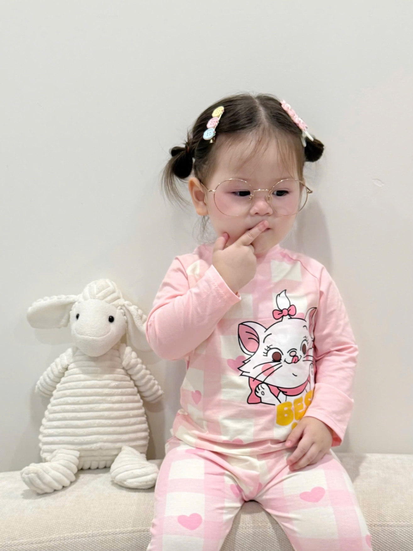 G772 - SET 2 BỘ BÉ GÁI DÀI TAY MÈO KITTY hồng da báo