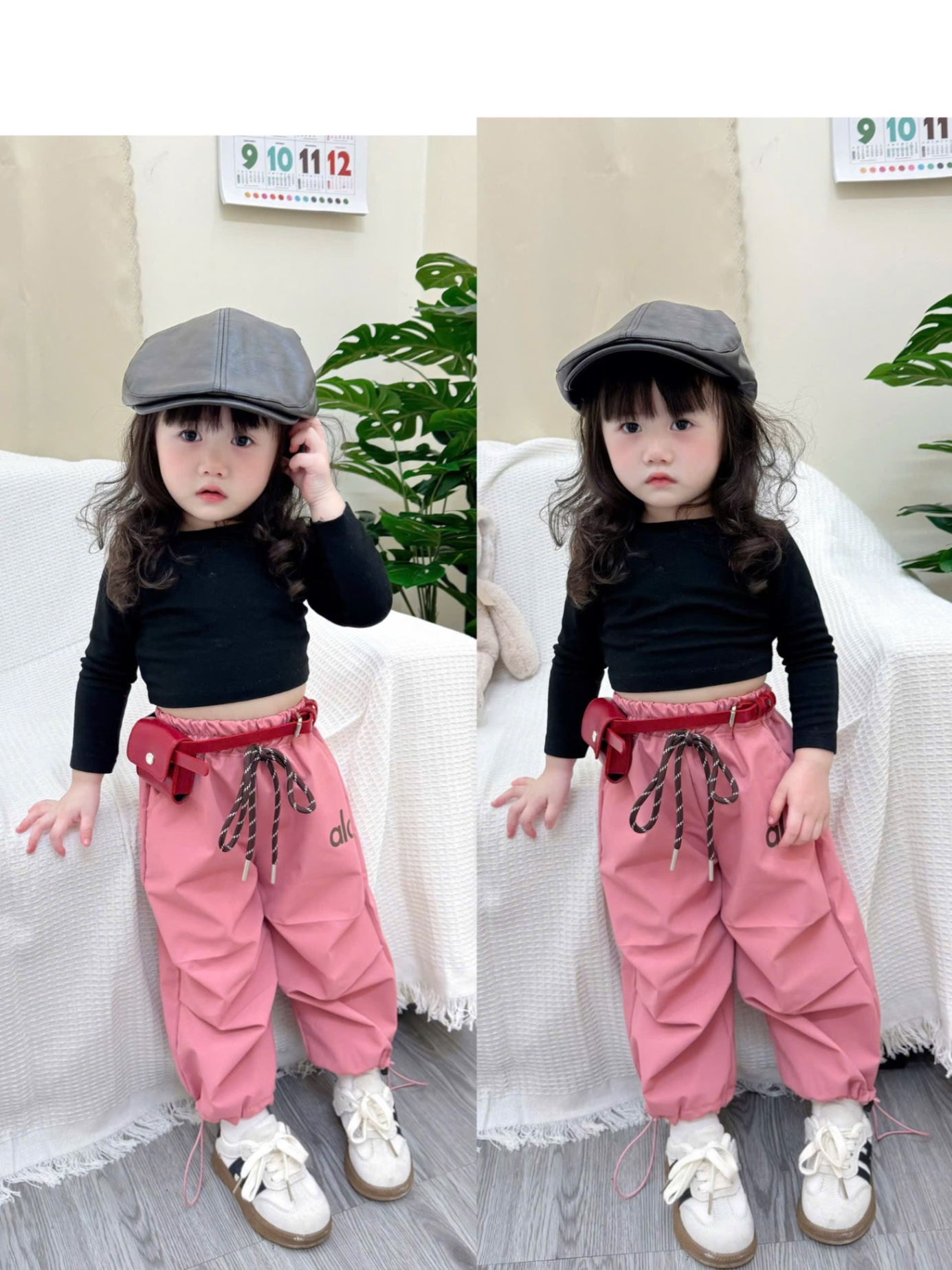 QB339 - SET 3 QUẦN GIÓ BÉ GÁI alo đen hồng be