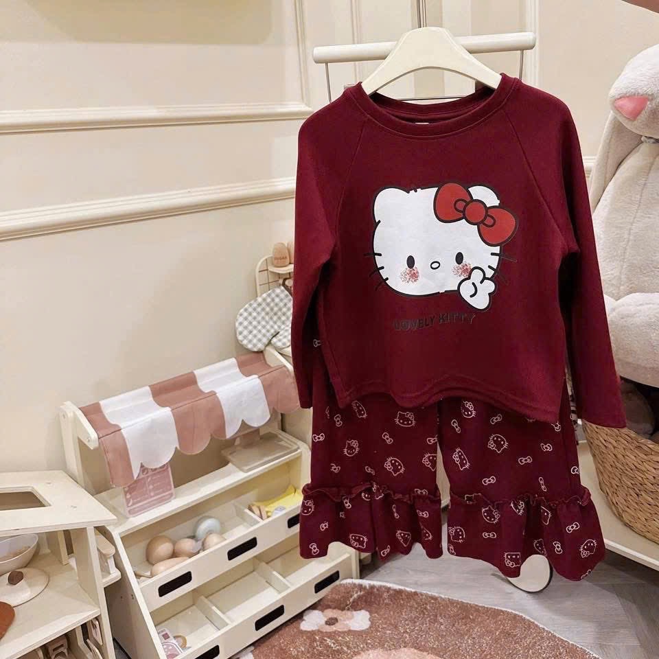 G770 - BỘ BÉ GÁI TĂM THỎ LOVELY KITTY DÀI TAY 4M