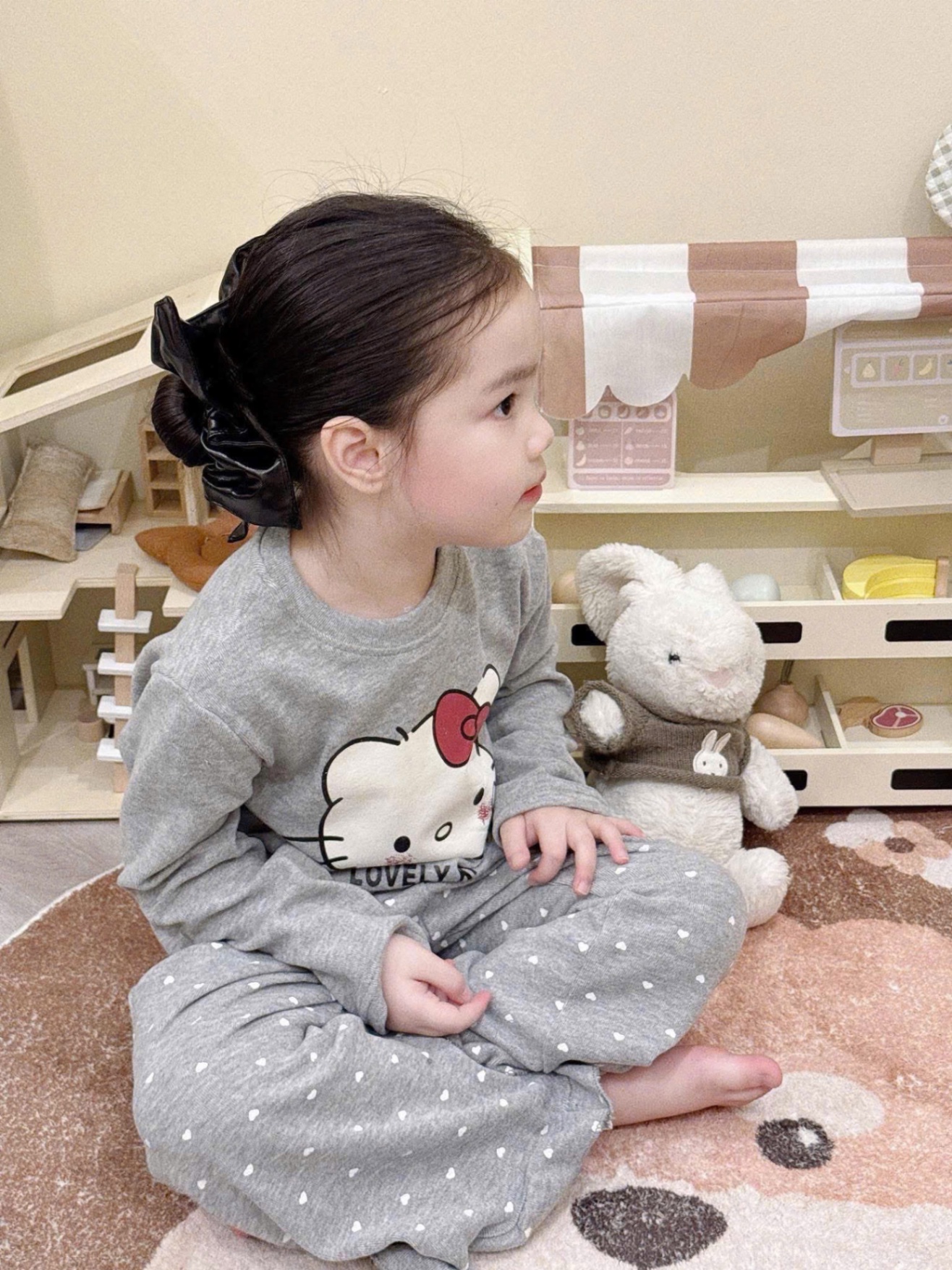 G770 - BỘ BÉ GÁI TĂM THỎ LOVELY KITTY DÀI TAY 4M
