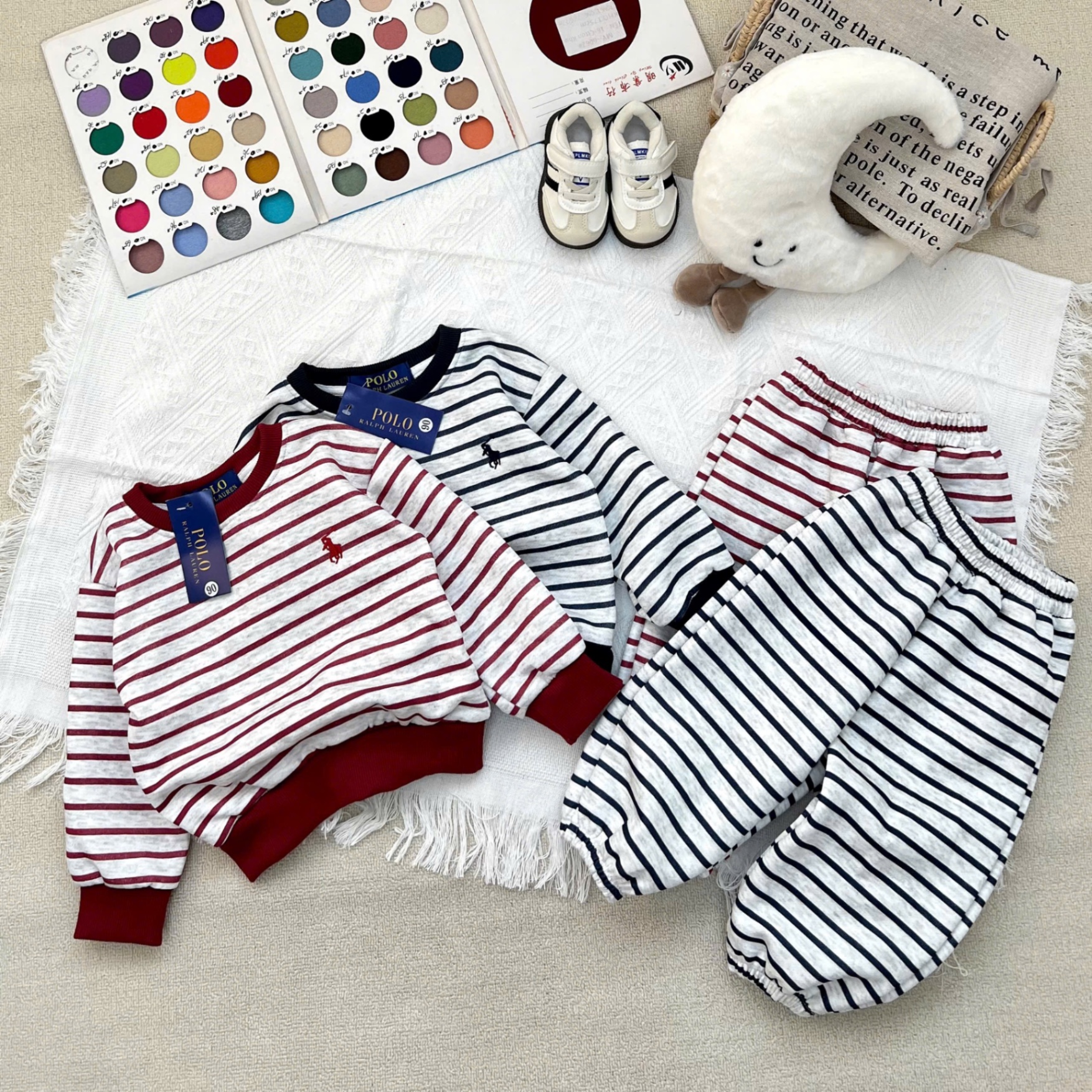 T973 - BỘ BÉ TRAI NỈ HAIDA KẺ NGANG THÊU NGỰA