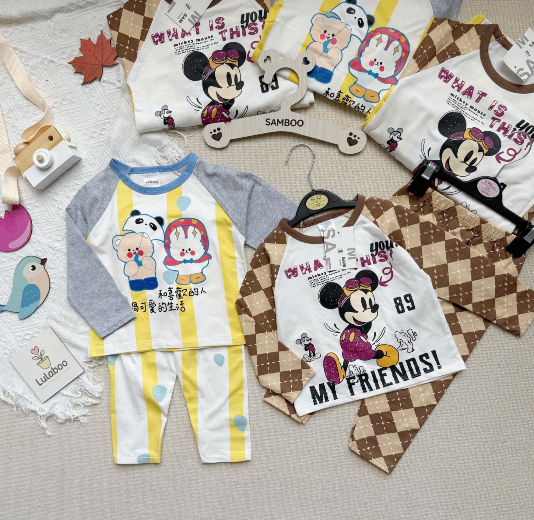 T977 - SET 2 BỘ BÉ TRAI DÀI PHỐI TAY MICKEY 89