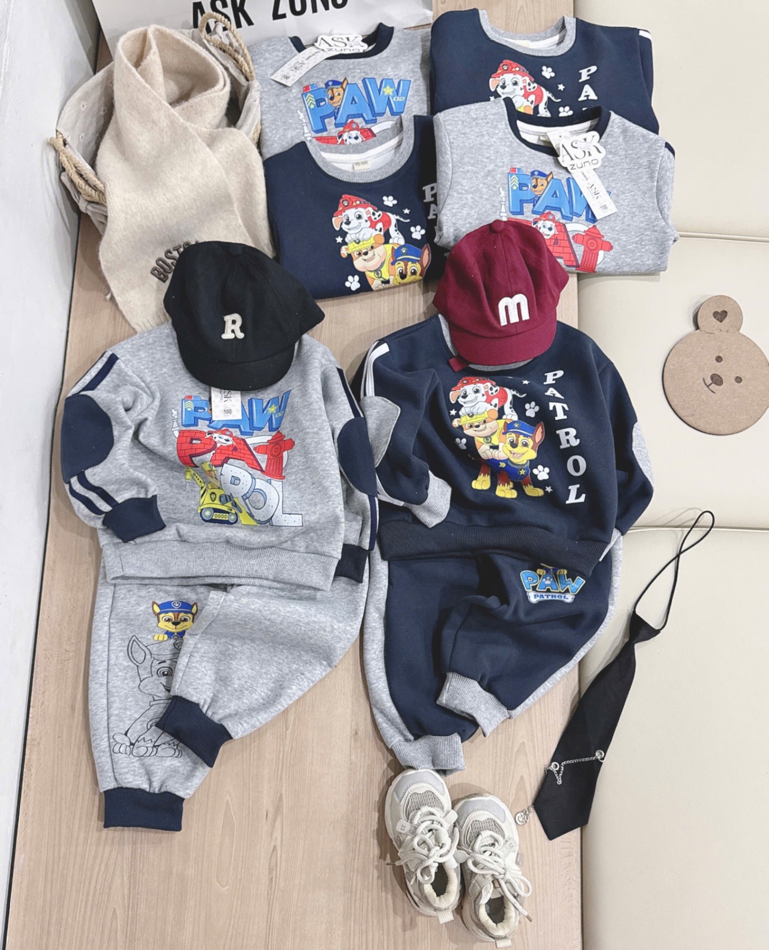 T984 - BỘ NỈ BÉ TRAI HAIDA PAW PATROL PHỐI THAN XÁM