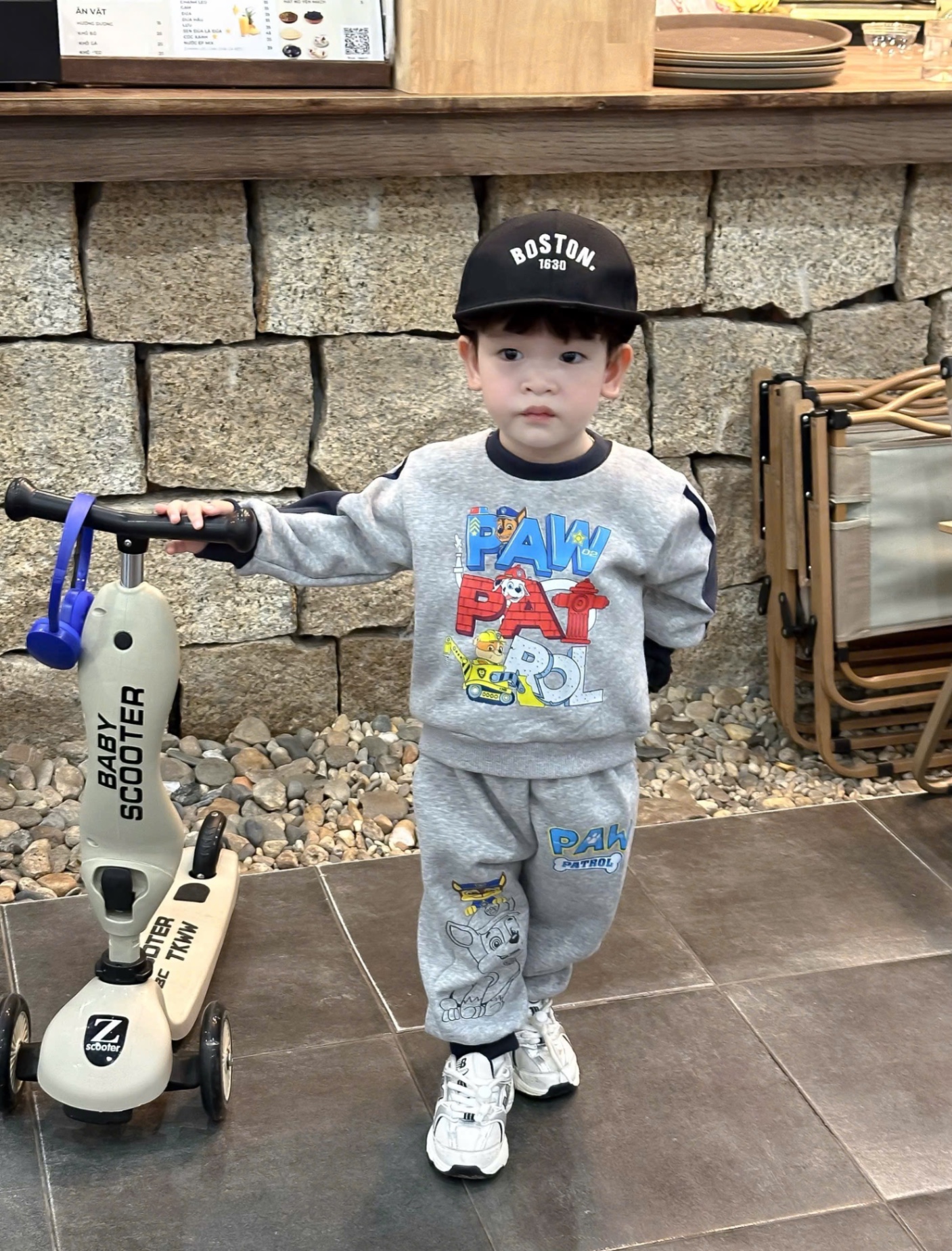 T984 - BỘ NỈ BÉ TRAI HAIDA PAW PATROL PHỐI THAN XÁM