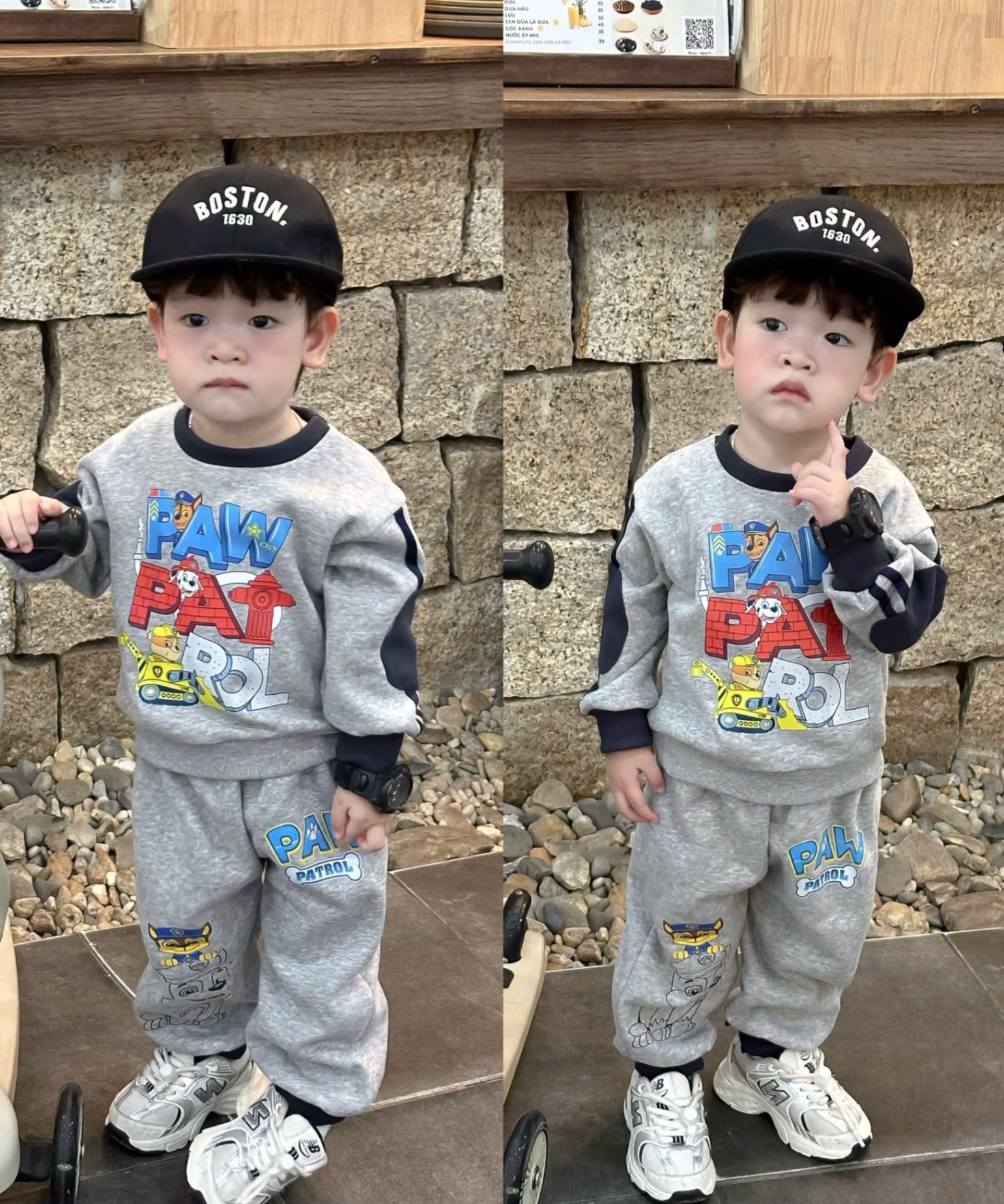 T984 - BỘ NỈ BÉ TRAI HAIDA PAW PATROL PHỐI THAN XÁM