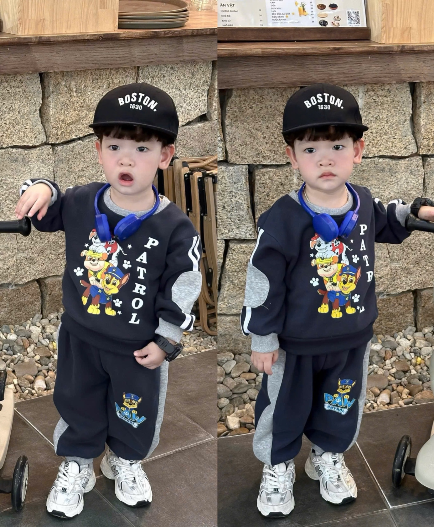 T984 - BỘ NỈ BÉ TRAI HAIDA PAW PATROL PHỐI THAN XÁM