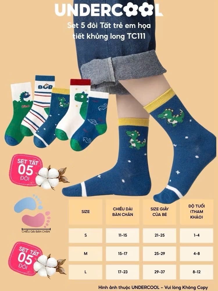 PK246 - SET 10 ĐÔI TẤT CHỐNG TRƯỢT KHỦNG LONG