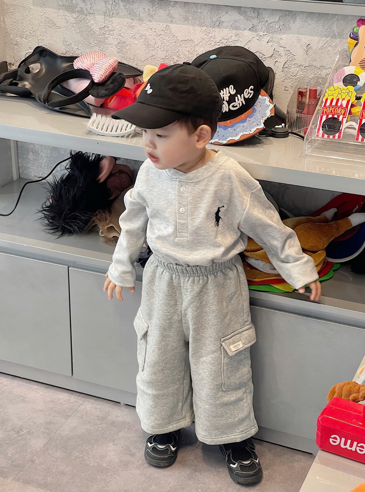 AB818 - SET 3 ÁO BÉ TRAI ZIP CỔ CÚC KỊ SĨ đen ghi trắng