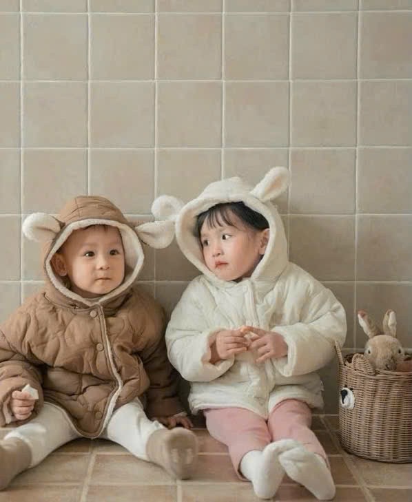 AB817 - ÁO PHAO BÉ TAI THỎ TRẦN BÔNG THÊU emiu