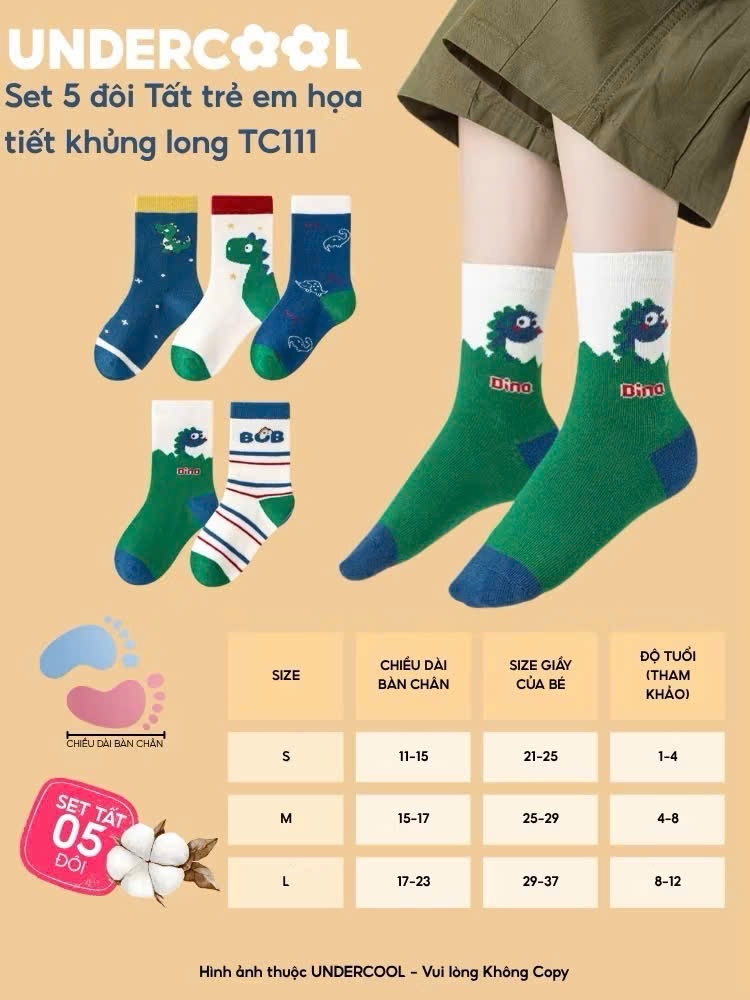 PK246 - SET 10 ĐÔI TẤT CHỐNG TRƯỢT KHỦNG LONG