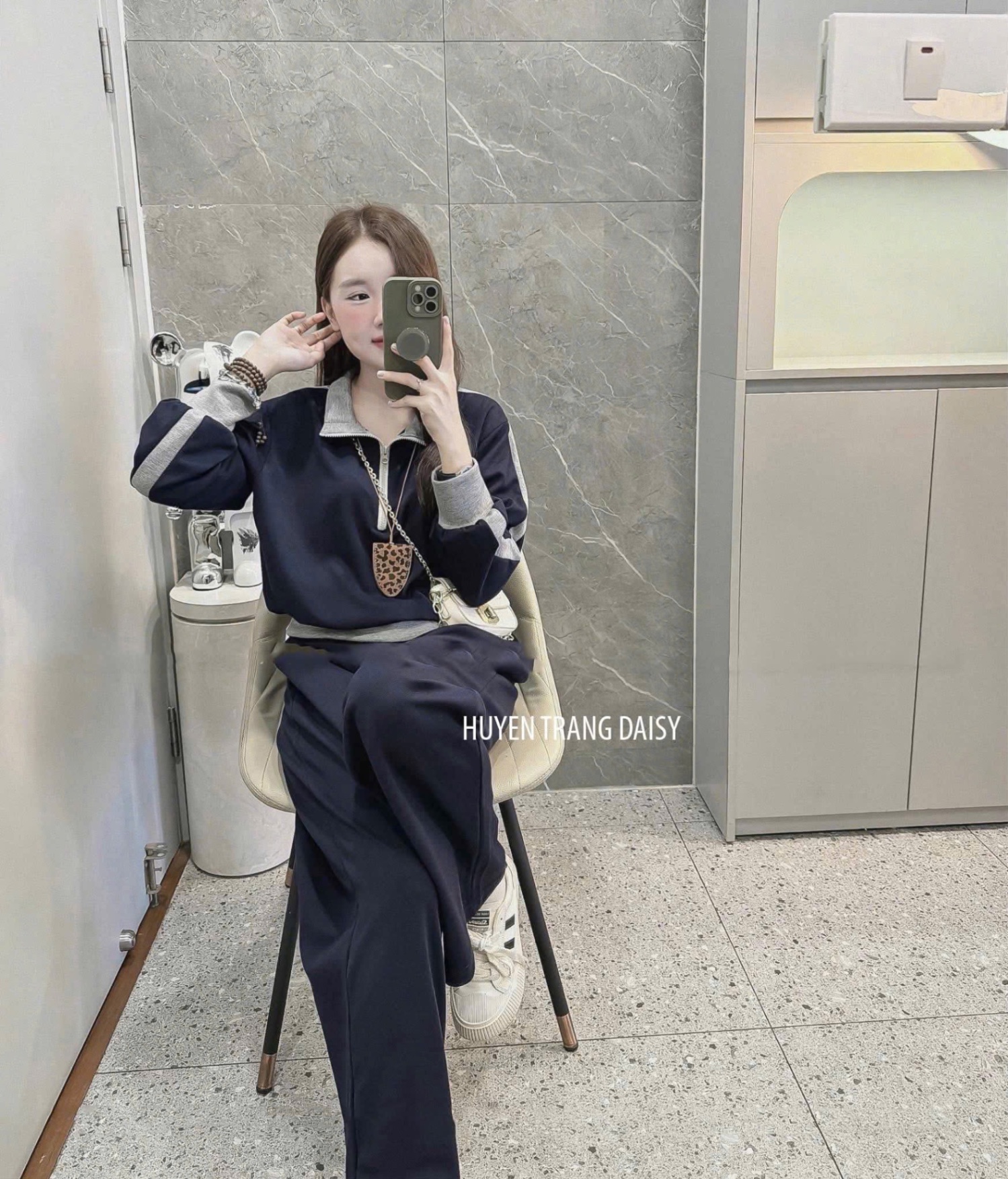 S193 - BỘ NỈ HAIDA THAN CỔ KHOÁ PHỐI GHI