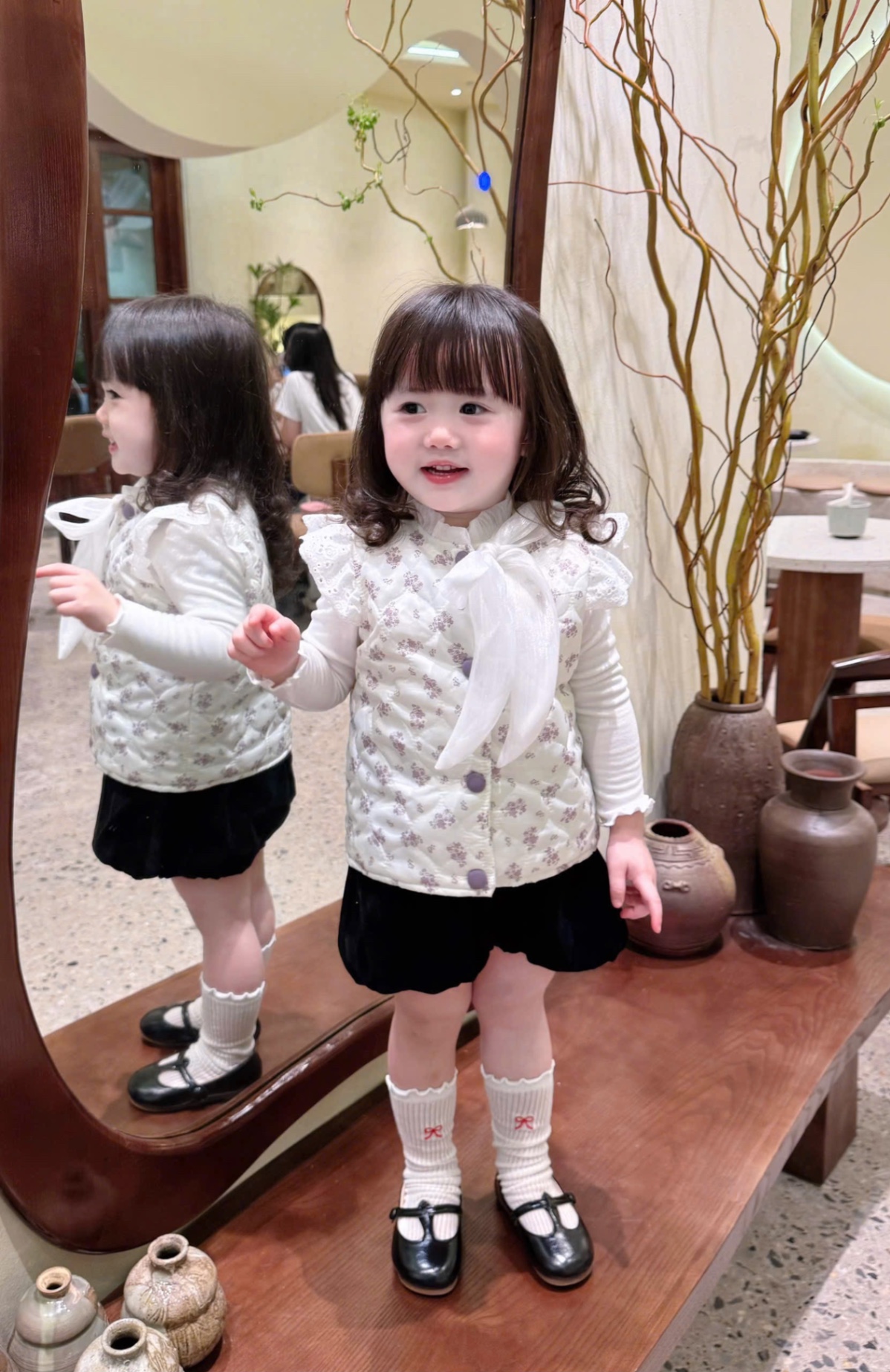 AB824 - ÁO GILE PHAO HOA TÍM VIỀN REN NƠ BÉ GÁI