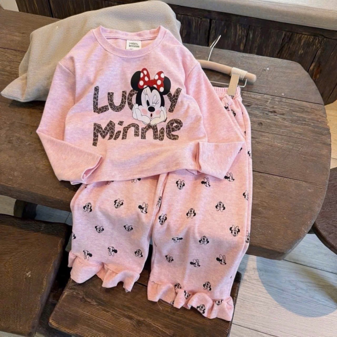 G801 - BỘ BÉ GÁI LEN THỎ BÈO GẤU MICKEY Minnie