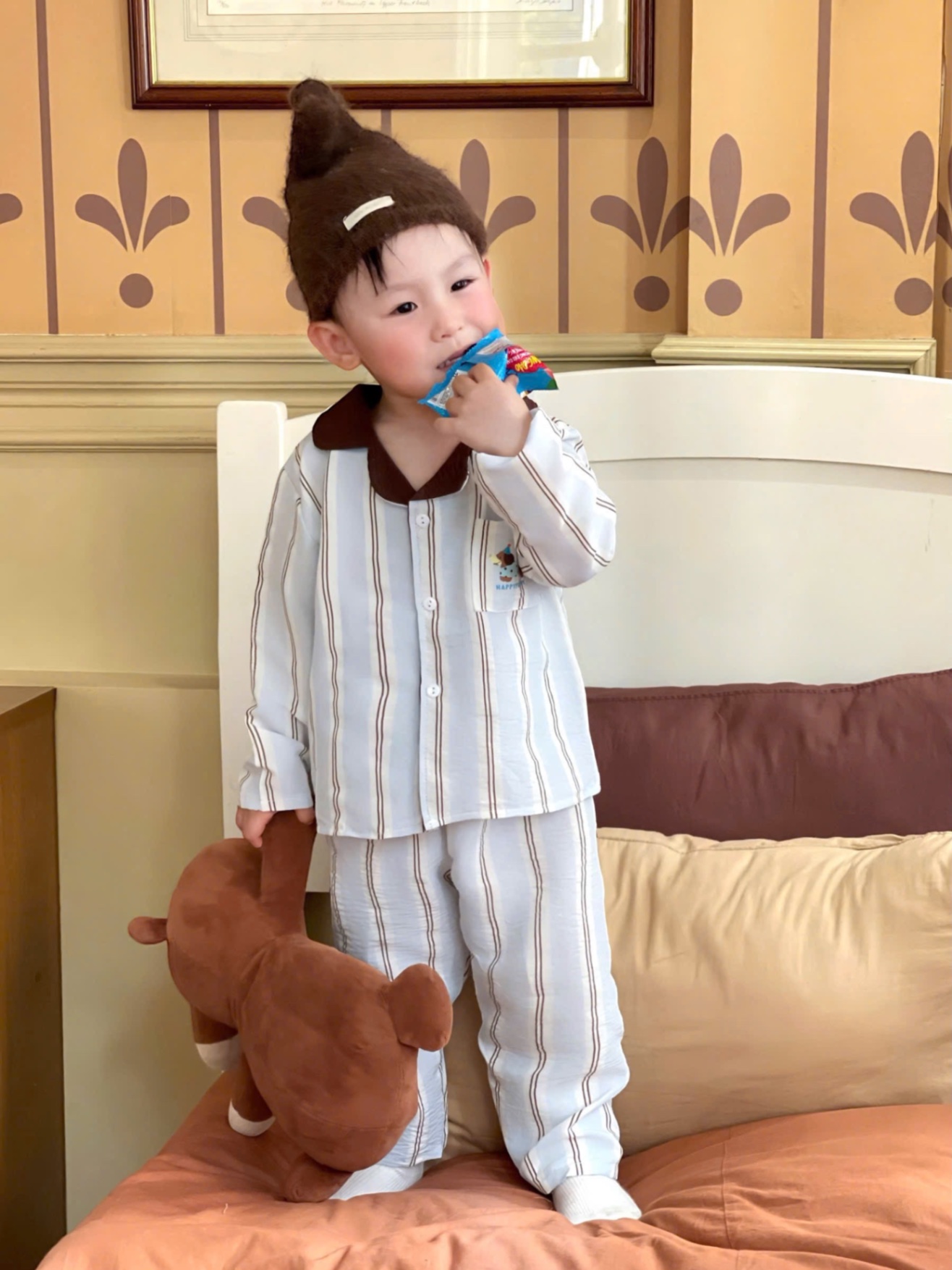 T004 - SET 2 BỘ PYJAMA BÉ TRAI XANH SỌC CHÓ