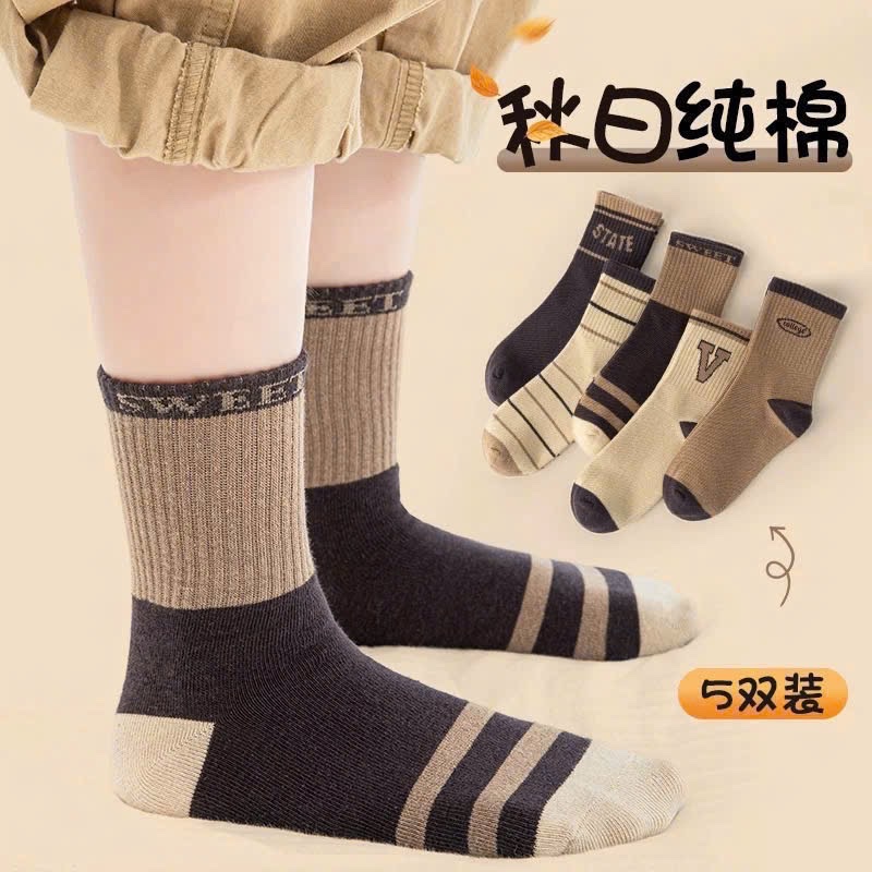 PK250 - SET 10 ĐÔI TẤT BÉ TRAI NÂU KẺ CHỮ V