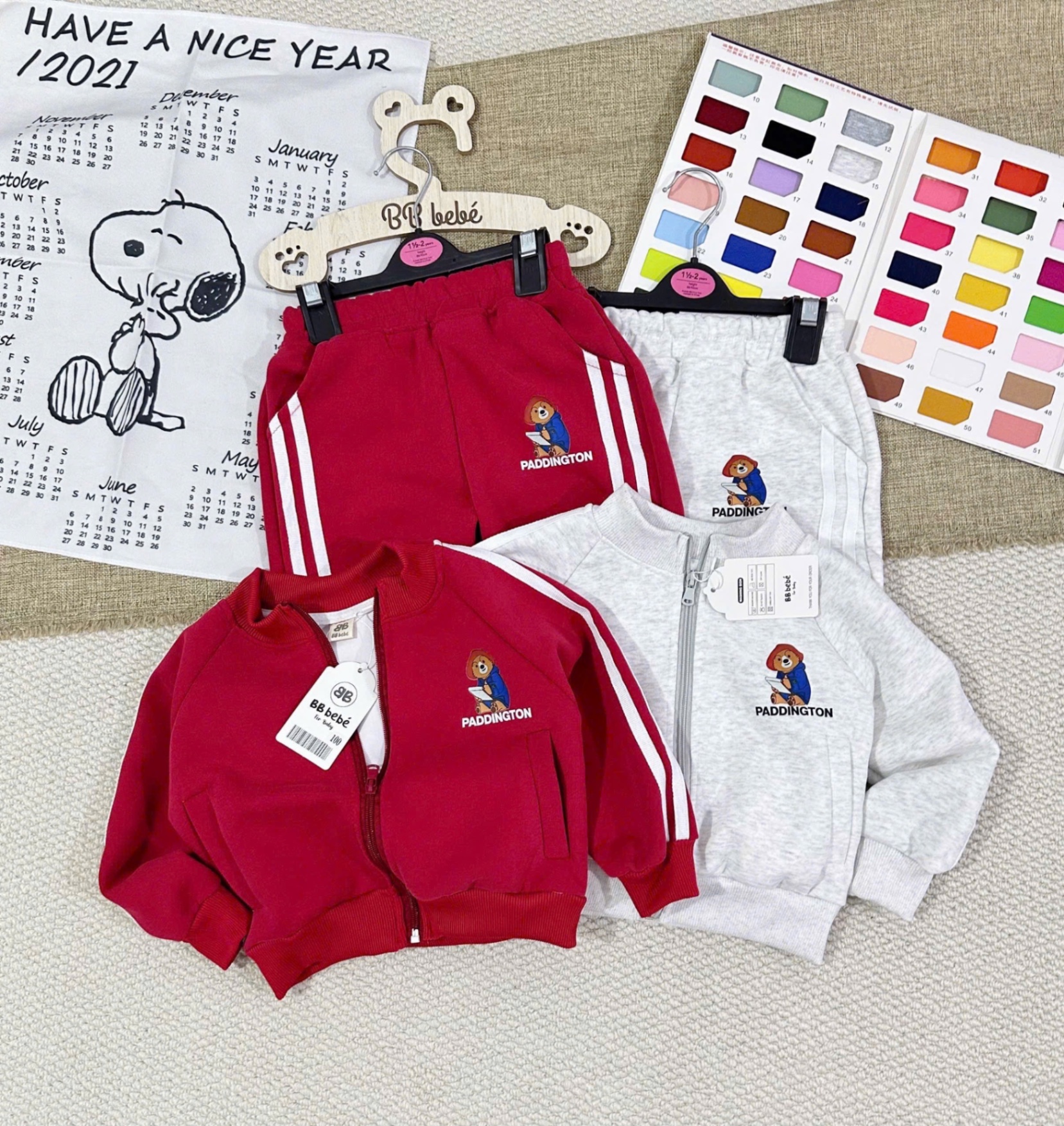 T999 - BỘ NỈ KHOÁ BÉ TRAI GẤU PADDINGTON