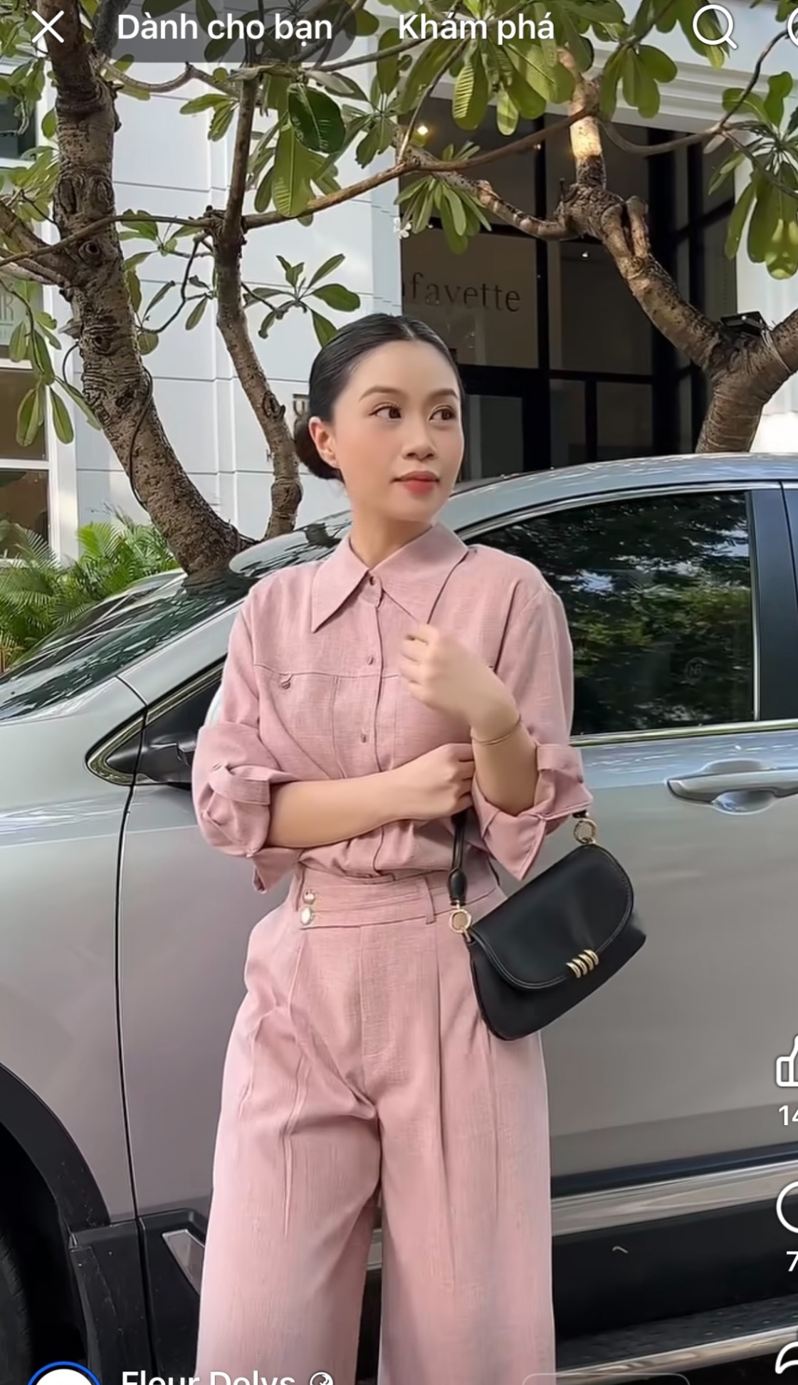 S199 - SET NỮ ÁO SƠ MI HỒNG TAY GẤP QUẦN SUÔNG ĐAI CHÉO