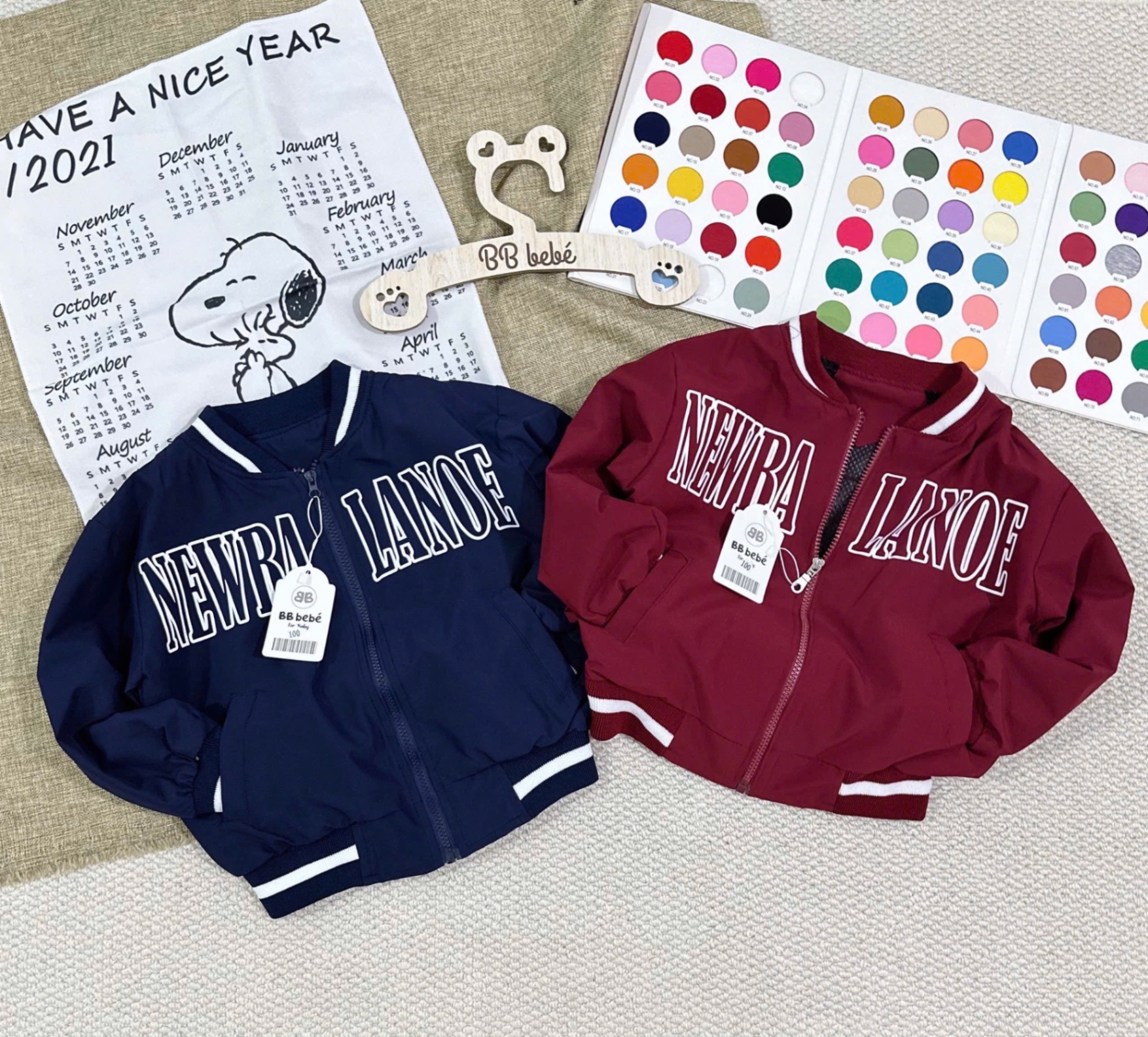 AB823 - ÁO KHOÁC GIÓ BOMBER BÉ TRAI VIỀN TRẮNG NEWBALANOE