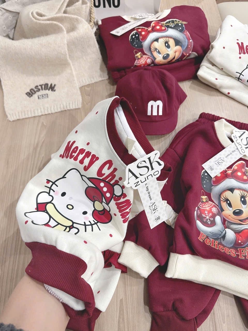 G795 - BỘ NỈ BÉ GÁI HAIDA MICKEY PHỐI ĐỎ BE CHRISMAS