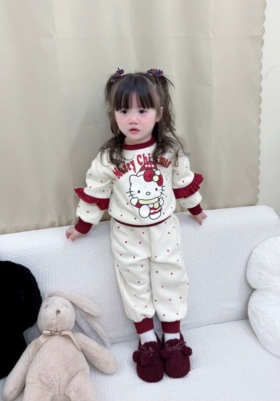G795 - BỘ NỈ BÉ GÁI HAIDA MICKEY PHỐI ĐỎ BE CHRISMAS
