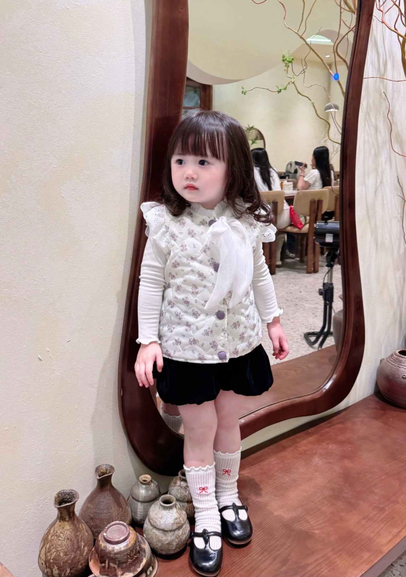 AB824 - ÁO GILE PHAO HOA TÍM VIỀN REN NƠ BÉ GÁI