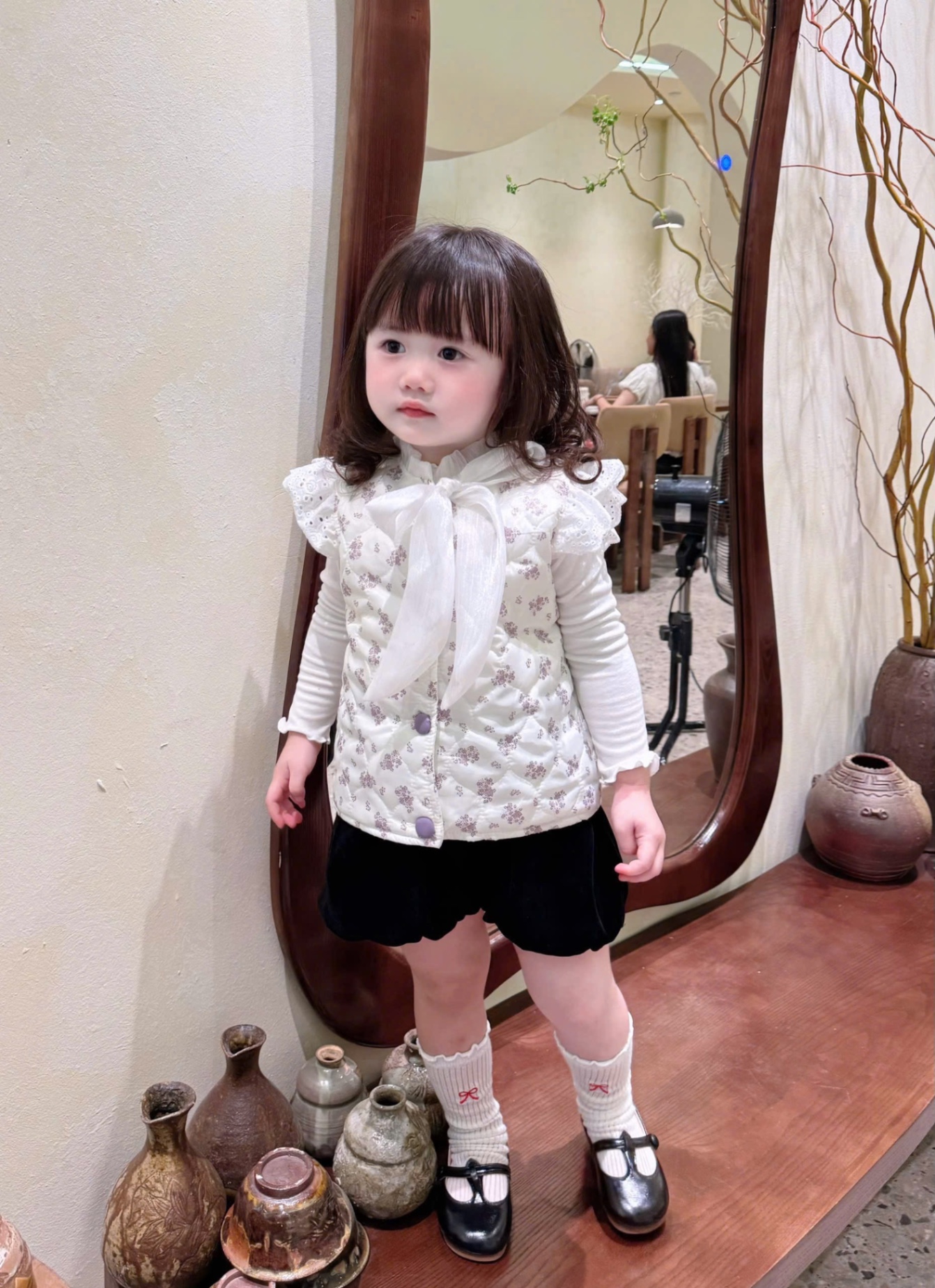 AB824 - ÁO GILE PHAO HOA TÍM VIỀN REN NƠ BÉ GÁI