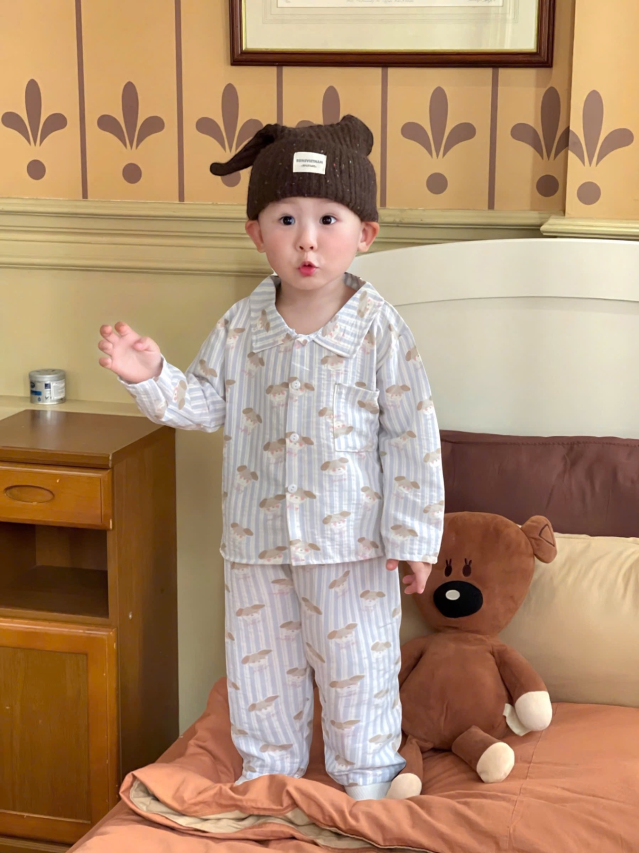 T004 - SET 2 BỘ PYJAMA BÉ TRAI XANH SỌC CHÓ