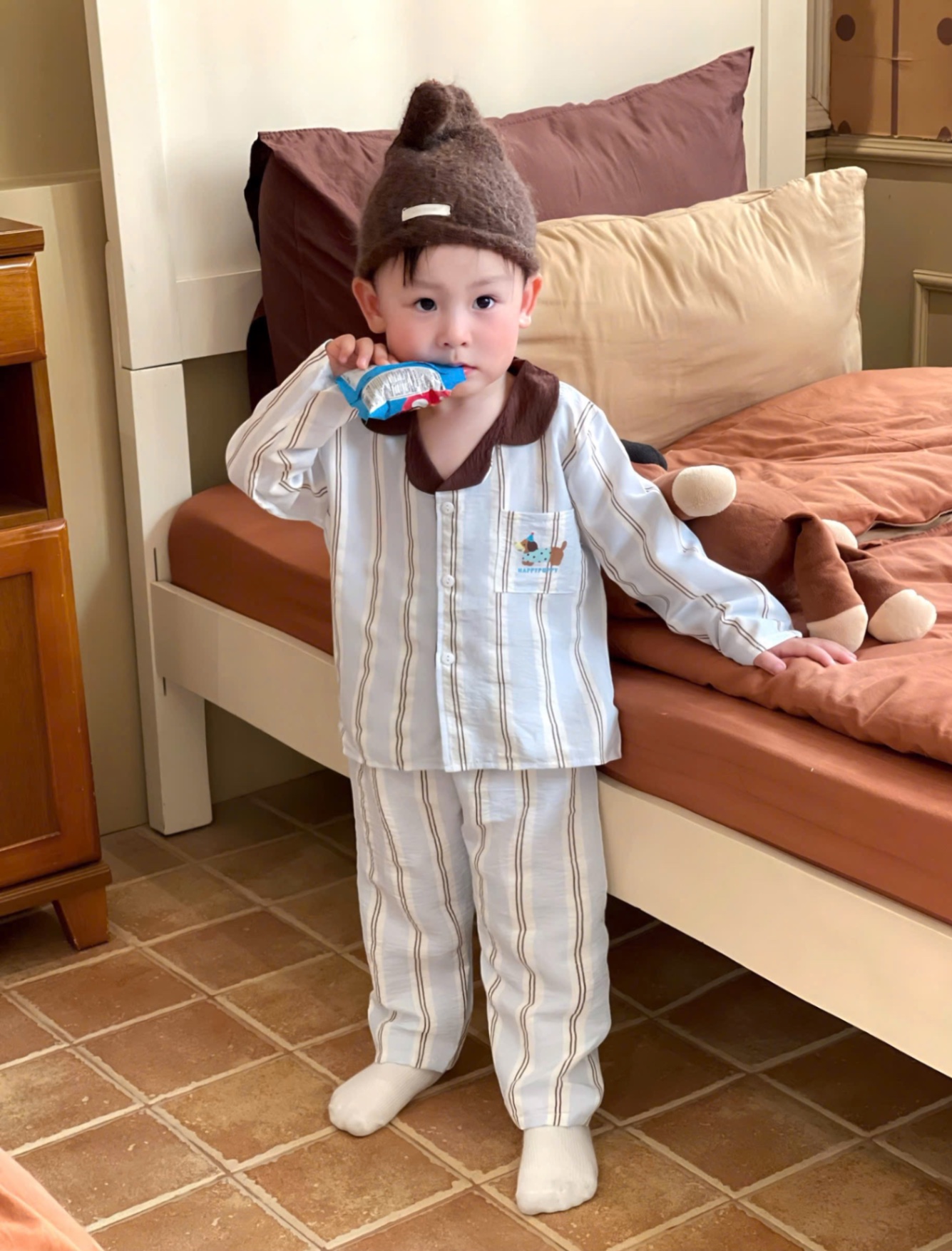 T004 - SET 2 BỘ PYJAMA BÉ TRAI XANH SỌC CHÓ