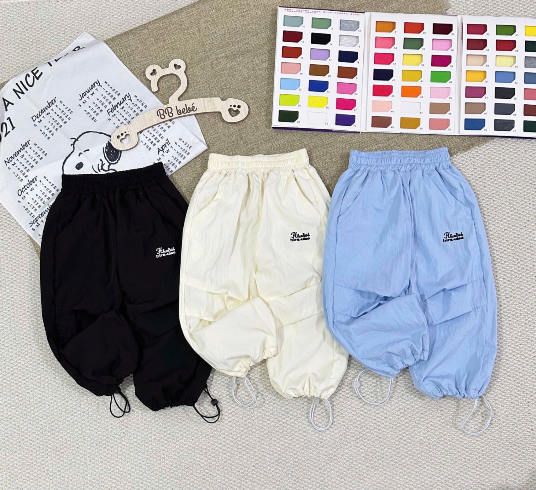QB347 - SET 3 QUẦN BÉ TRAI LÓT LƯỚI THÊU Hlea đen xanh be