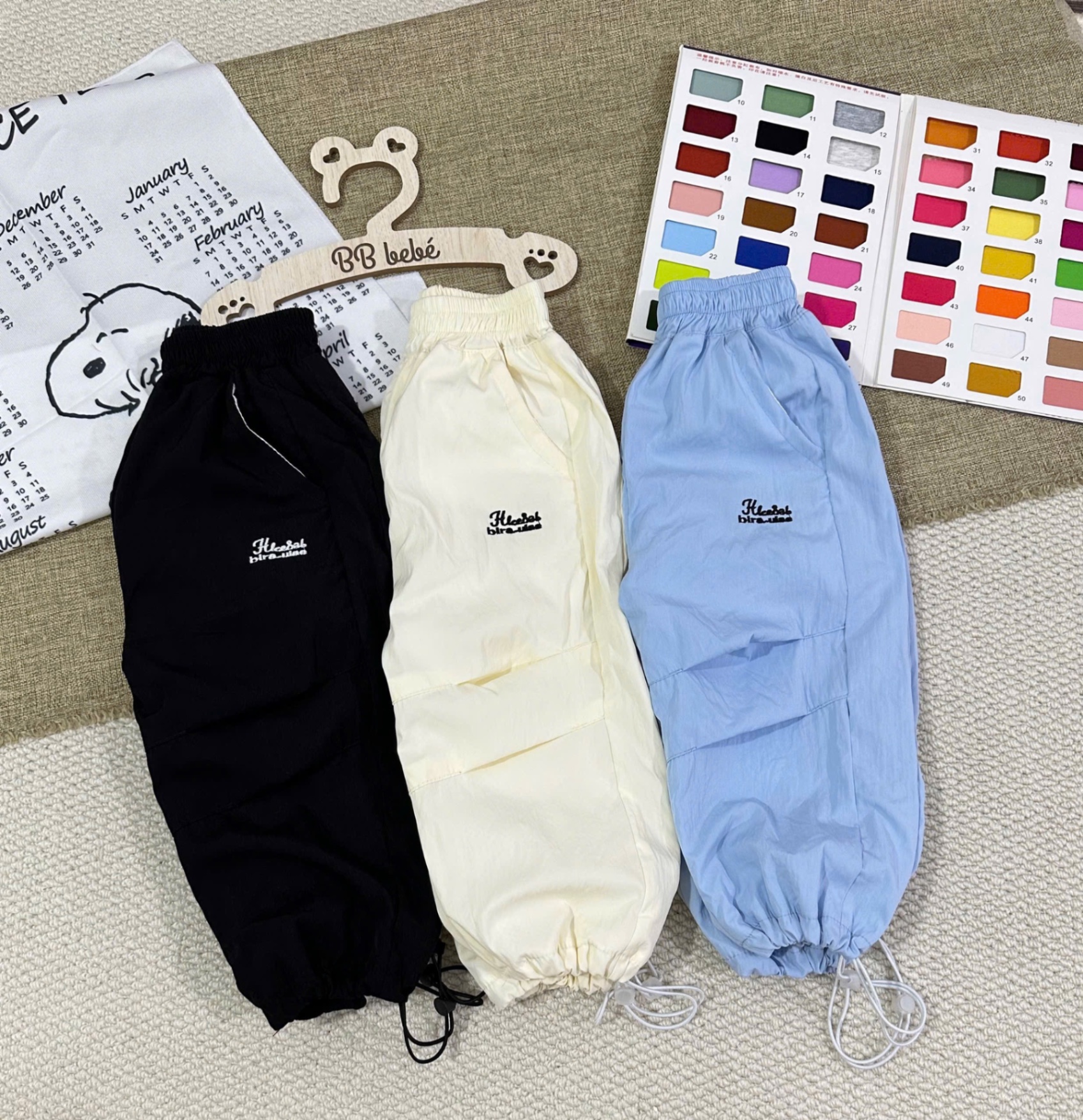 QB347 - SET 3 QUẦN BÉ TRAI LÓT LƯỚI THÊU Hlea đen xanh be