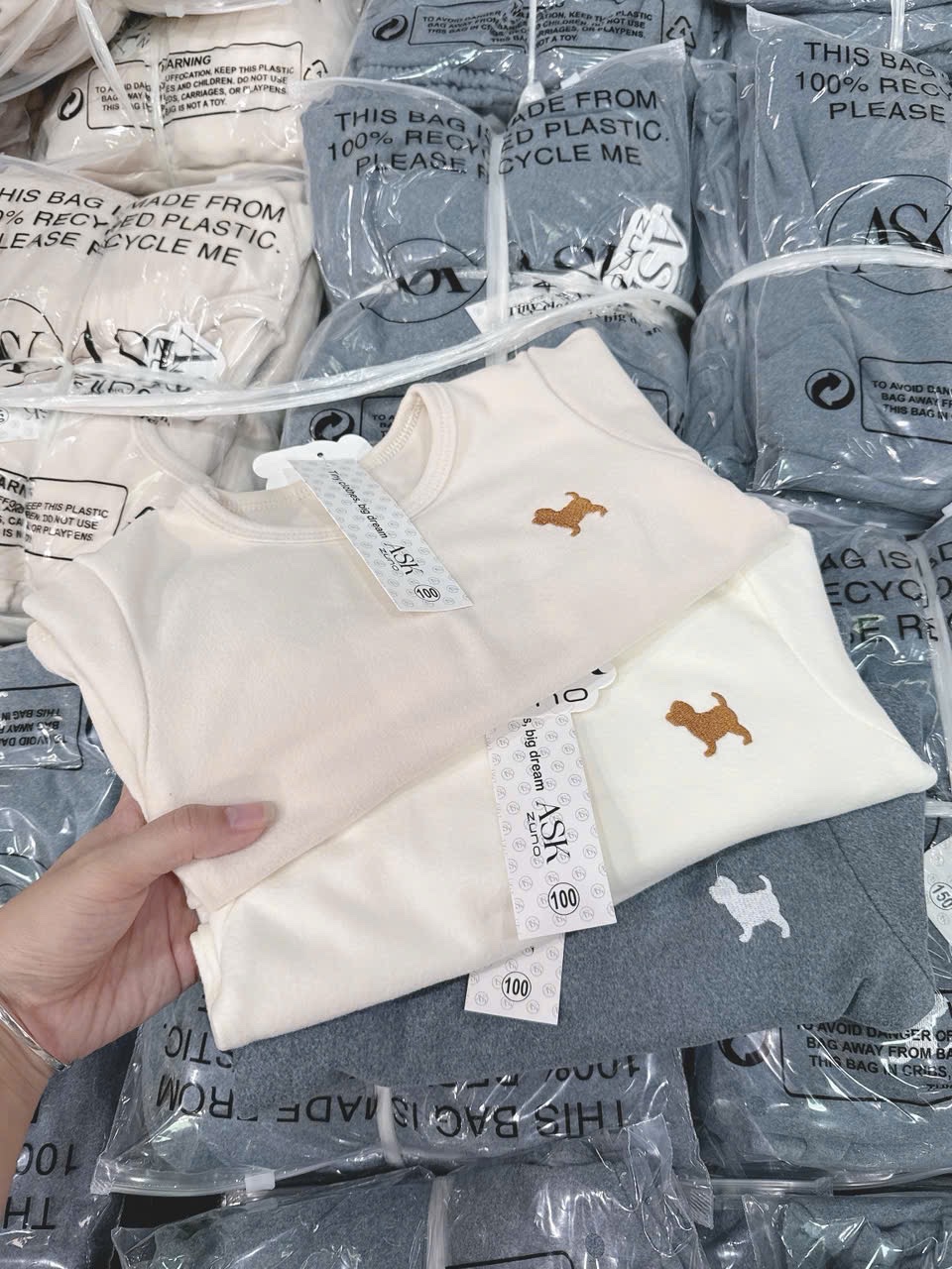 T009 - SET 3 BỘ BÉ TRAI ZIP LÔNG THÊU CHÓ TAG ASK