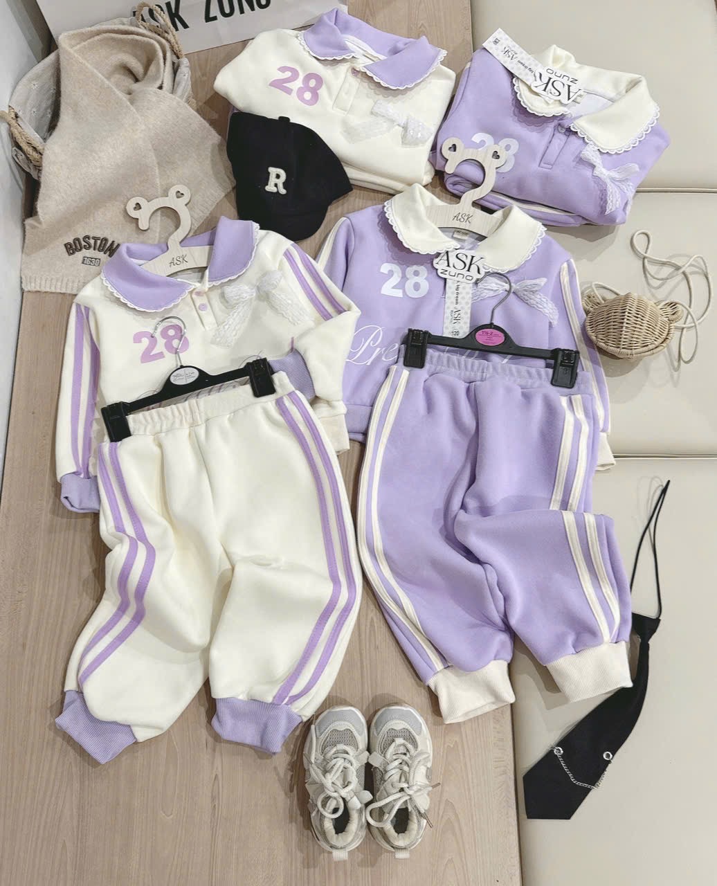 G814 - BỘ NỈ BÉ GÁI SIZE NHỠ CỔ SEN Pretty Baby28